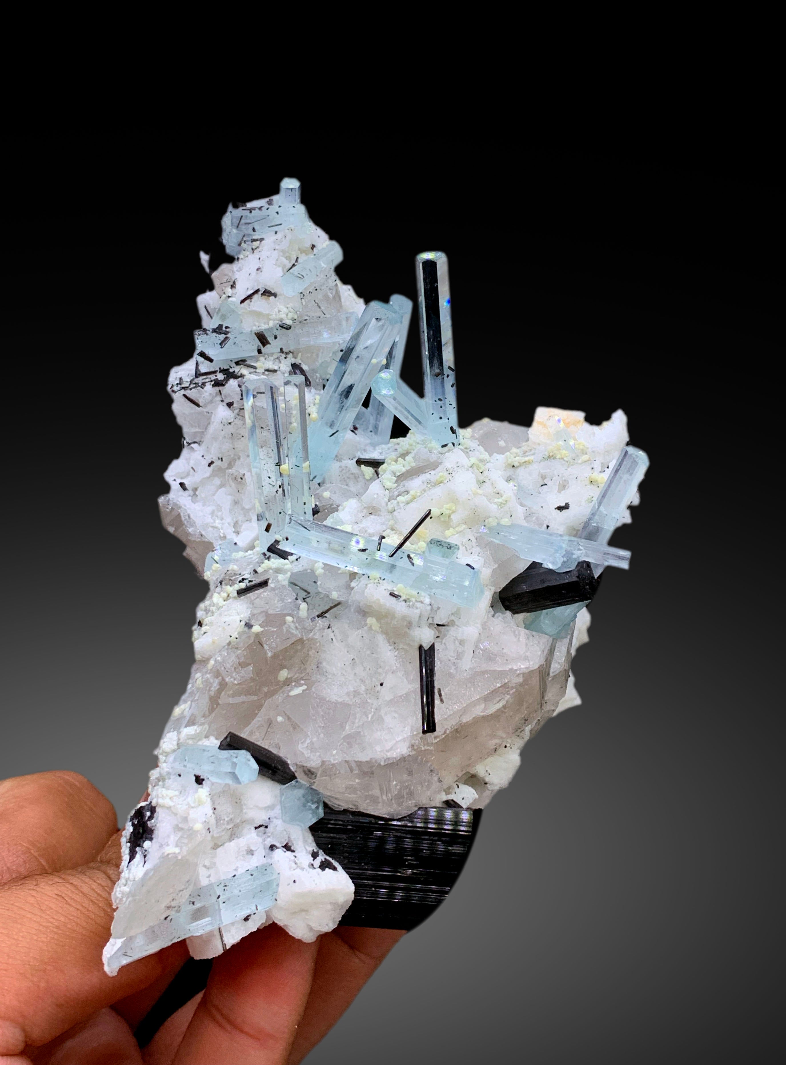 Aquamarine Crystals with Schorl, Quartz and Feldspar from Shigar valley Skardu Pakistan - 515 gram