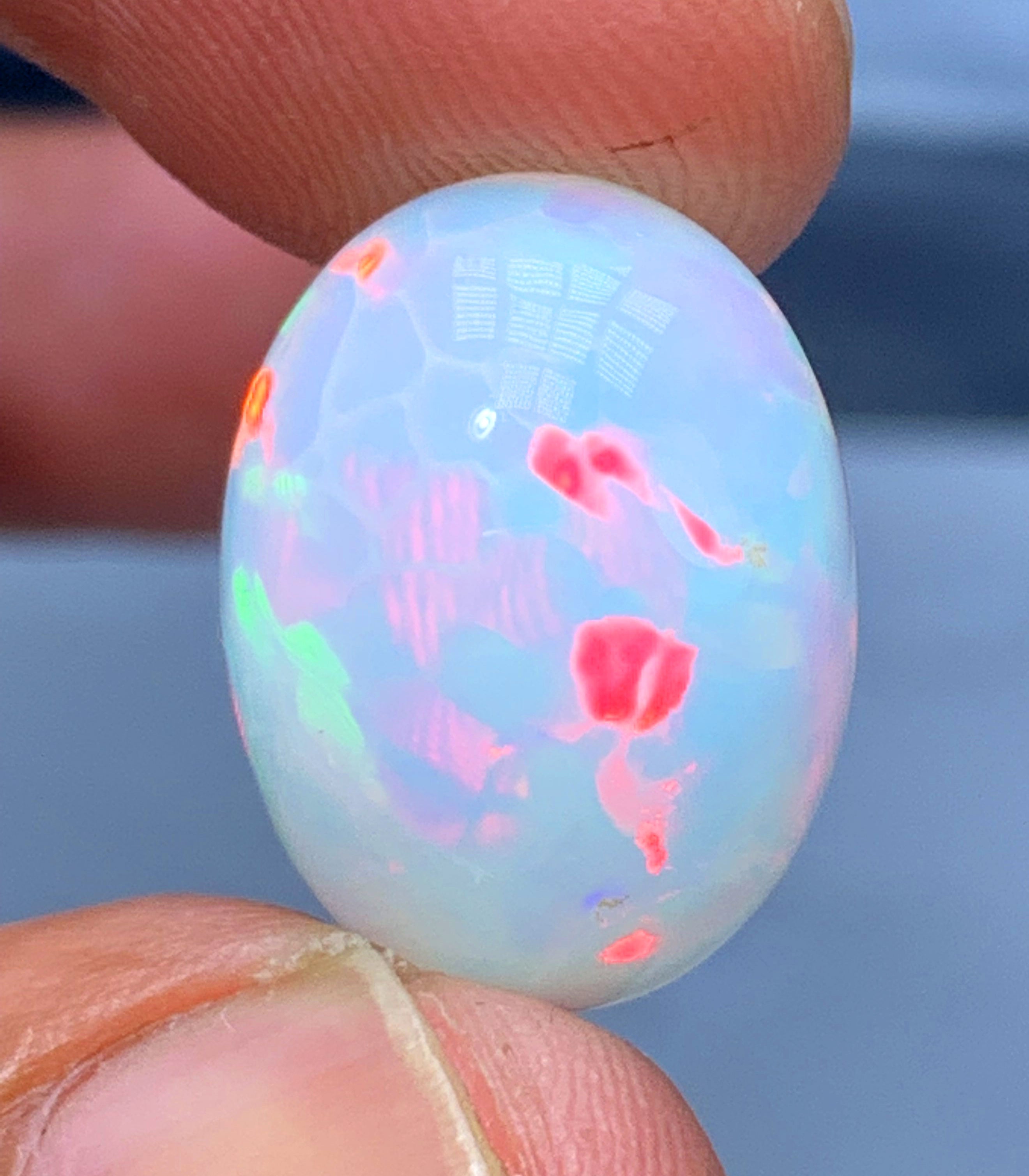 Full Fire Honeycomb Opal Cabochon, Ethiopian Earth Mined Welo Opal Cabochon - 10.05 carat