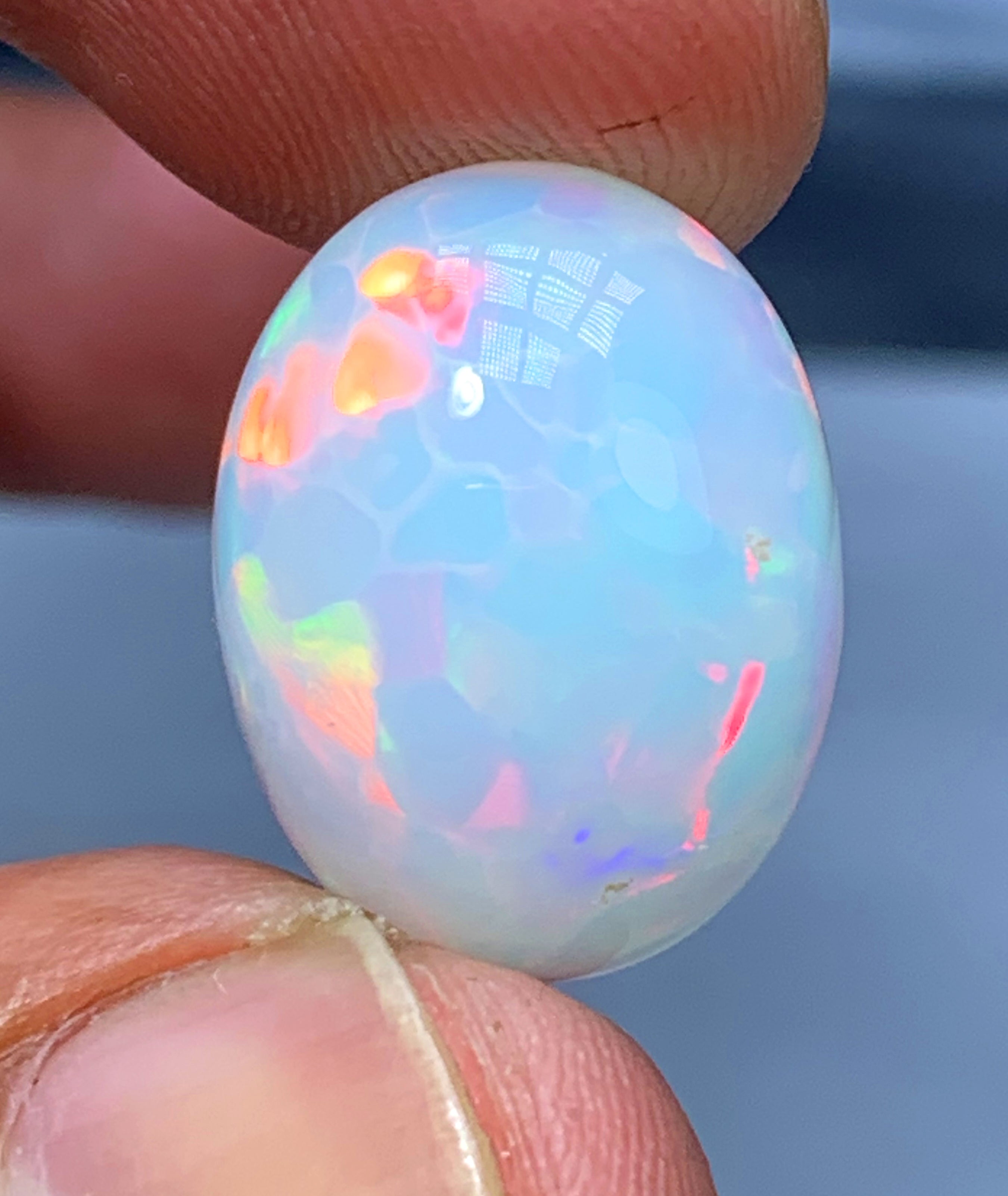 Full Fire Honeycomb Opal Cabochon, Ethiopian Earth Mined Welo Opal Cabochon - 10.05 carat