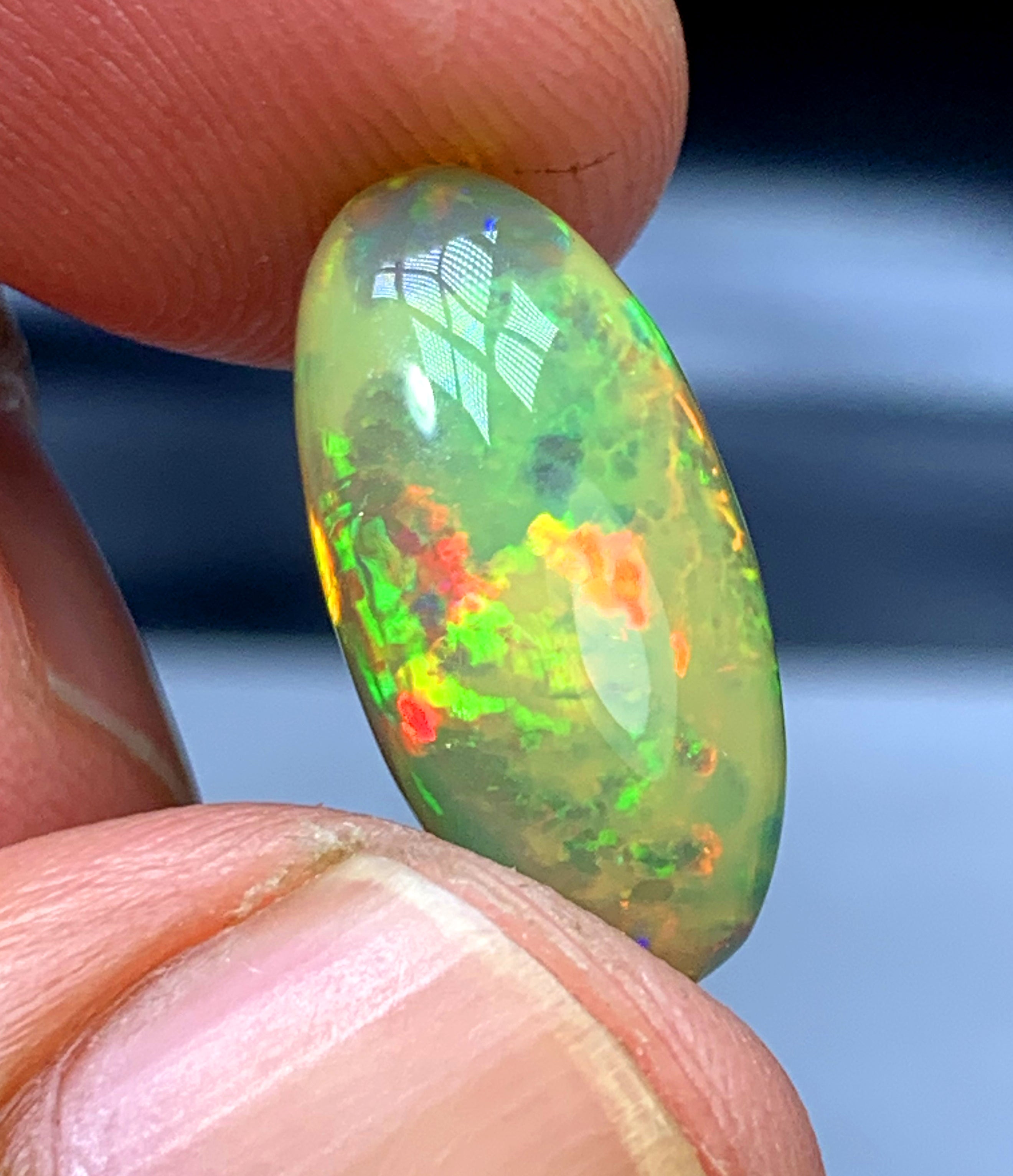 Full Fire Opal Cabochon, Ethiopian Earth Mined Opal Cabochon, Natural Opal Ring, Opal Gemstone, Jewelry Making - 4.35 CT