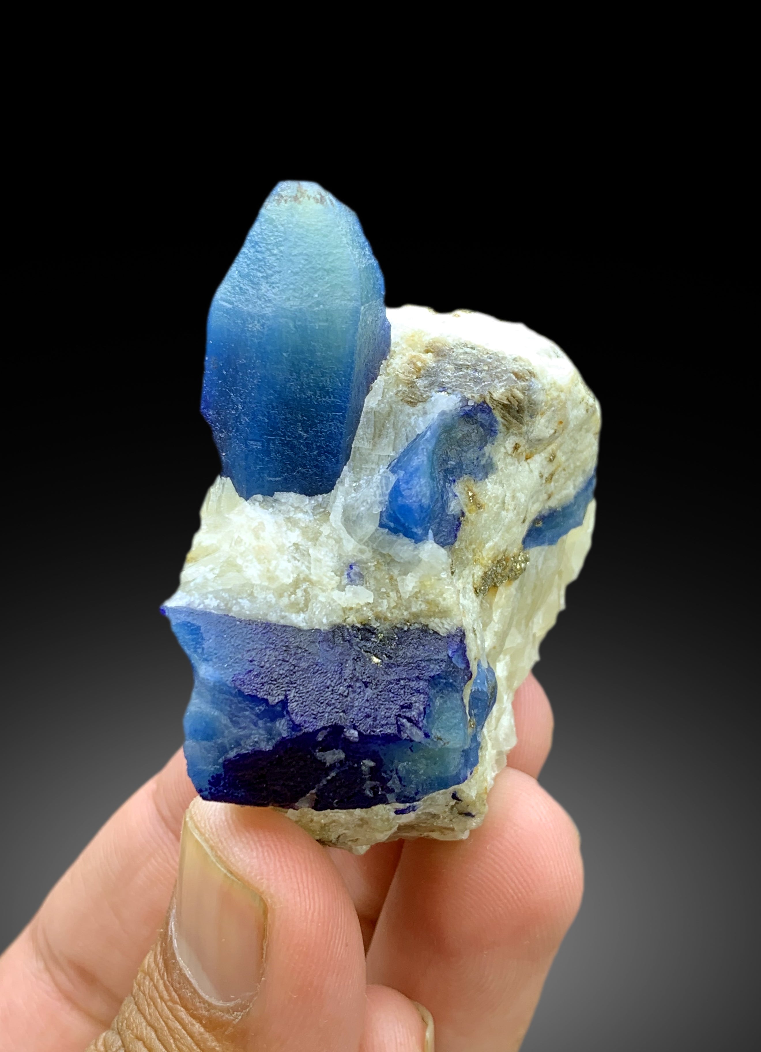 Fluorescent Blue Afghanite with Pyrite on Matrix from Afghanistan, 103 gram