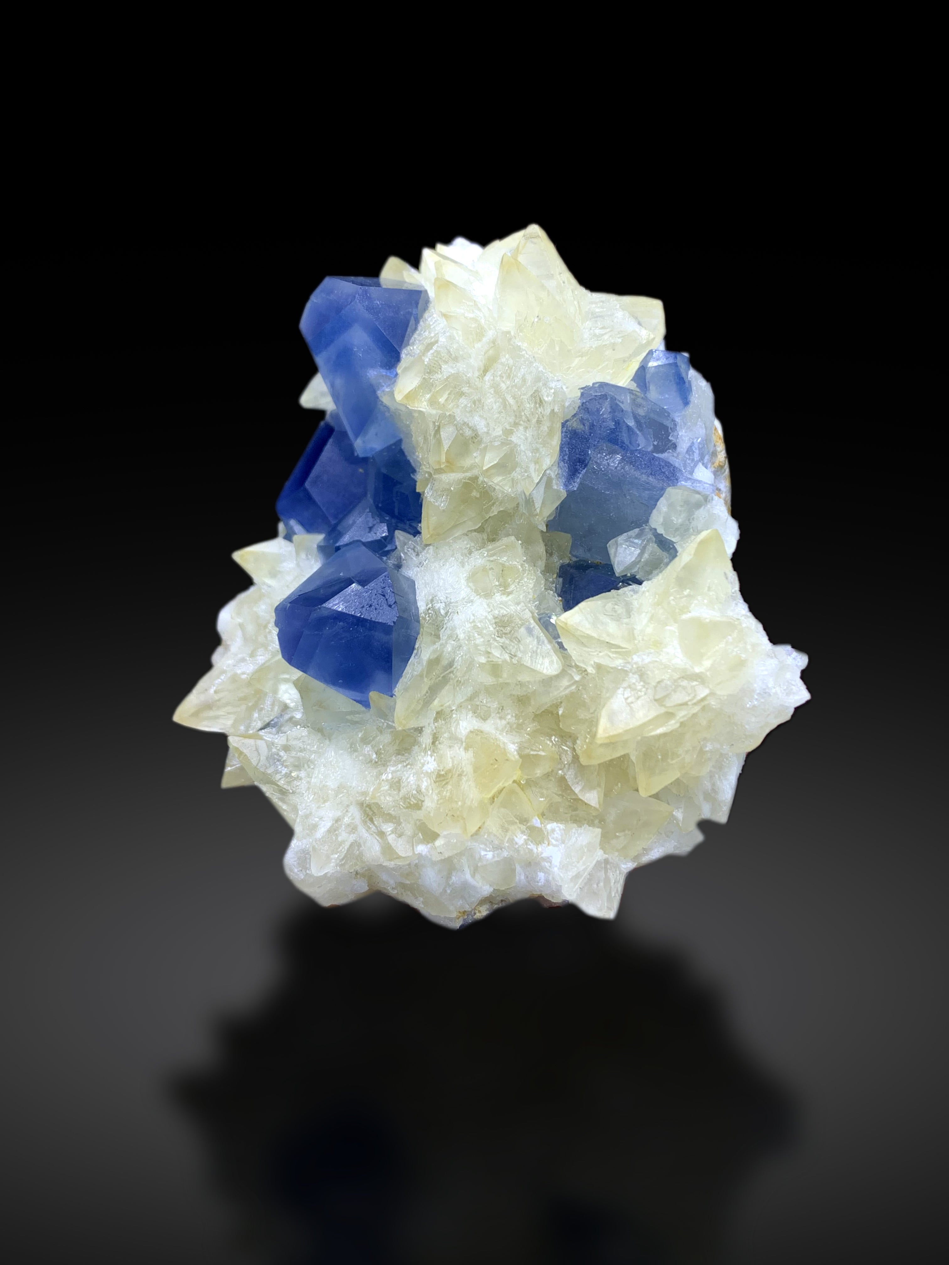 Blue Celestine Crystals on Calcite from Afghanistan - 187 gram