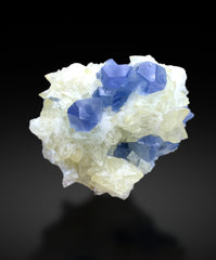 Blue Celestine Crystals on Calcite from Afghanistan - 187 gram