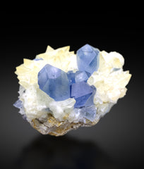 Blue Celestine Crystals on Calcite from Afghanistan - 187 gram