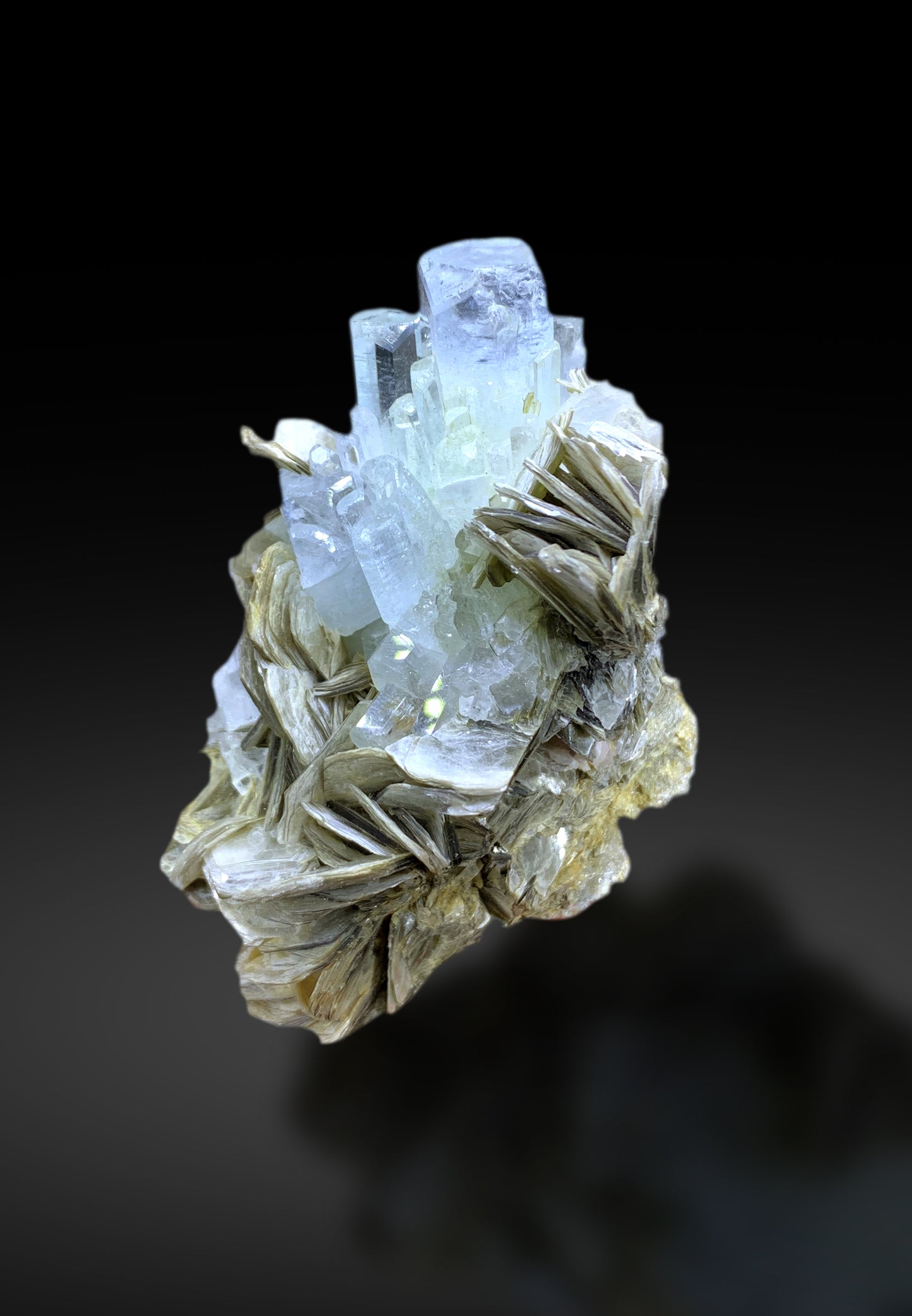 Sky Blue Color Aquamarine Cluster on Mica from Pakistan - 177 gram