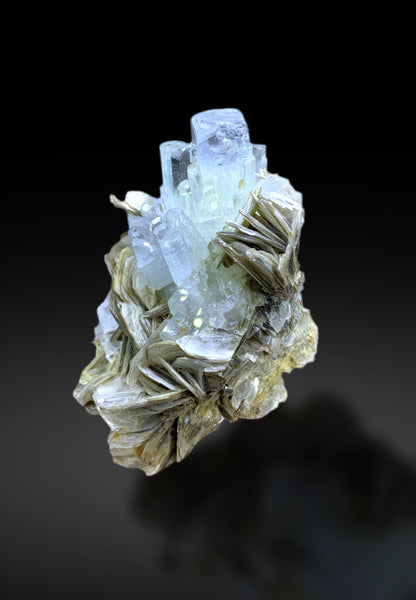 Sky Blue Color Aquamarine Cluster on Mica from Pakistan - 177 gram