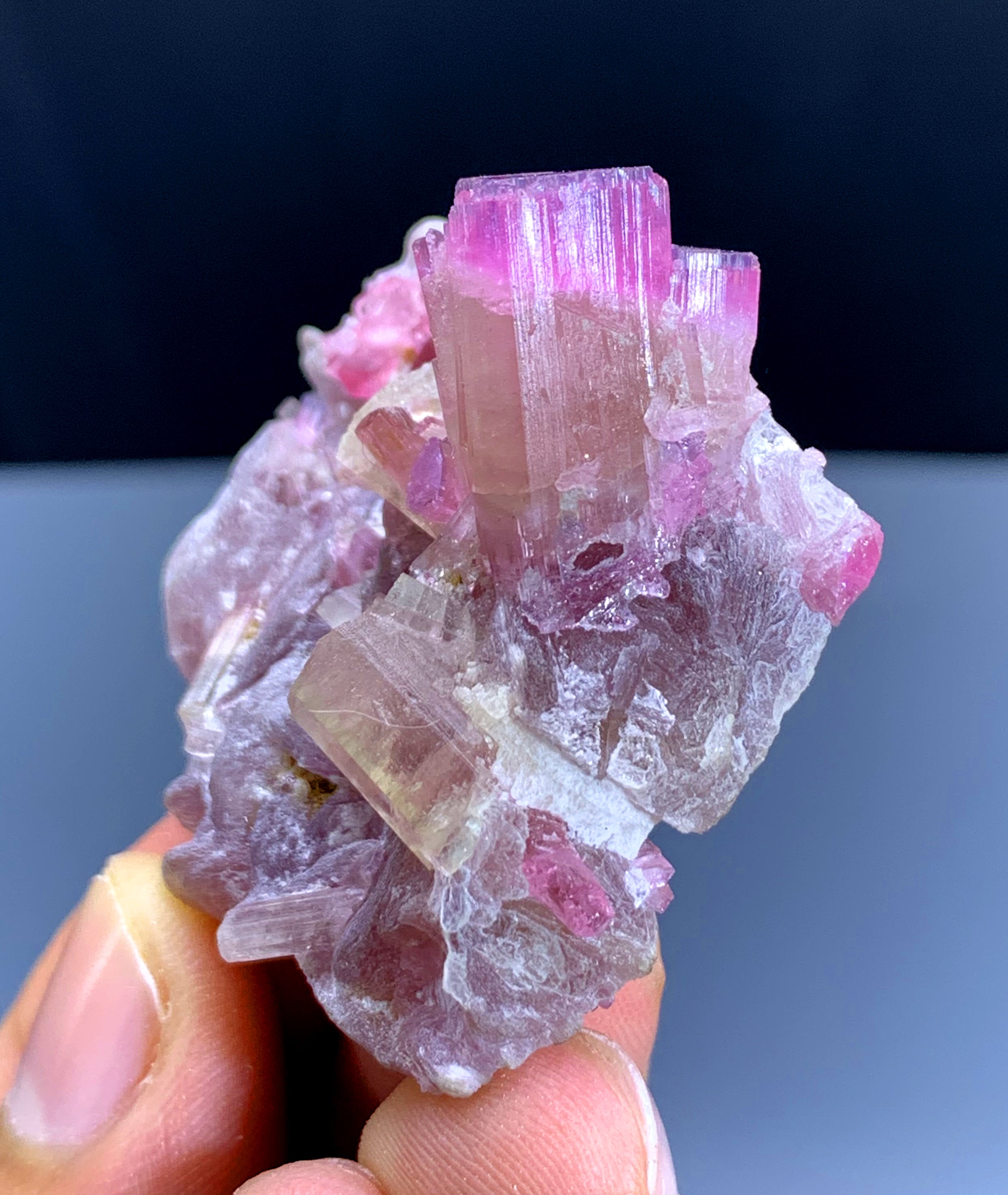Pink Tourmaline Crystals on Lepidolite from Pachigram Afghanistan - 31 gram
