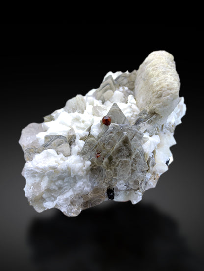 Red Garnet on Star Mica, Quartz and Feldspar, Garnet Specimen from Pakistan - 835 gram