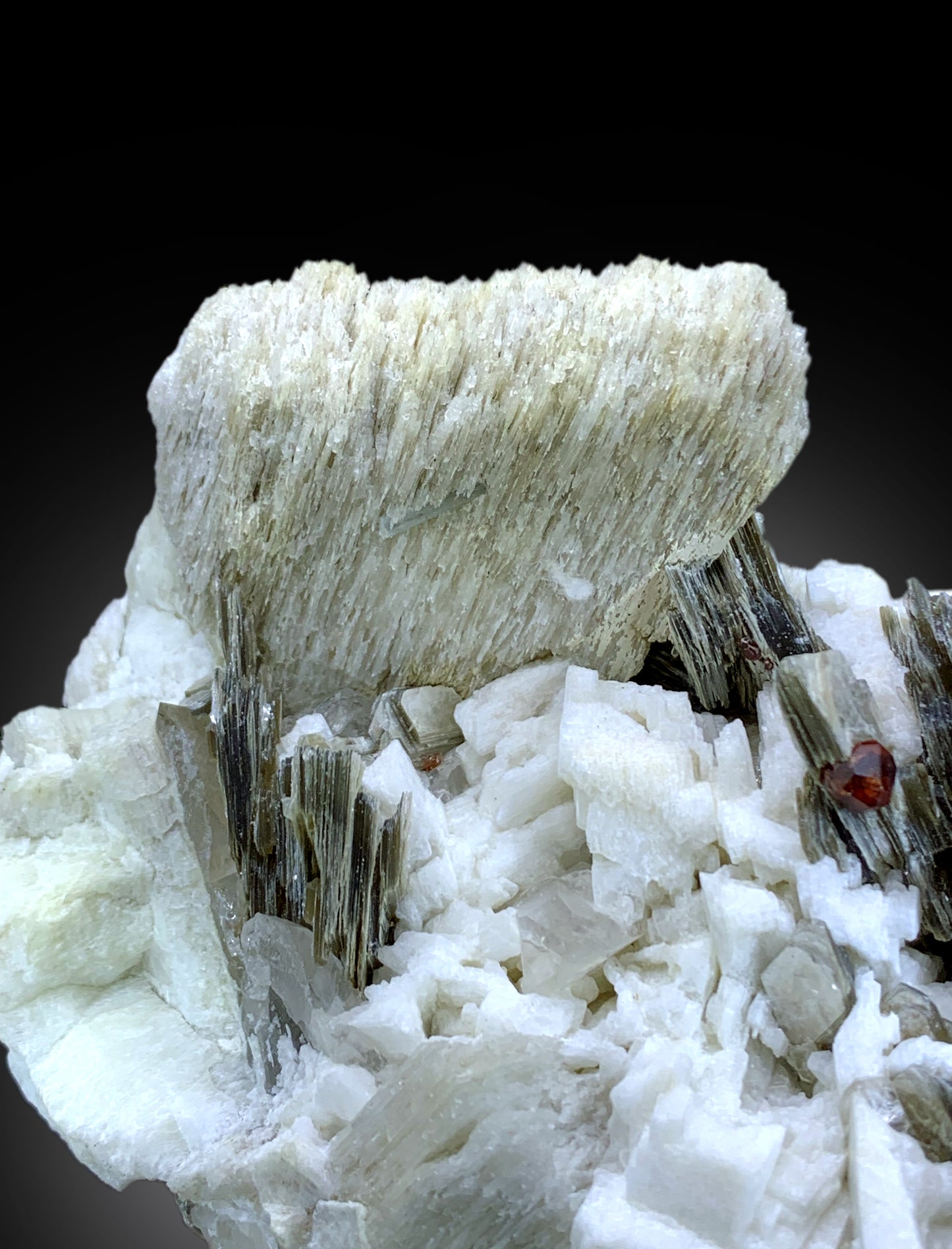 Red Garnet on Star Mica, Quartz and Feldspar, Garnet Specimen from Pakistan - 835 gram