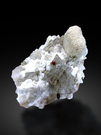 Red Garnet on Star Mica, Quartz and Feldspar, Garnet Specimen from Pakistan - 835 gram