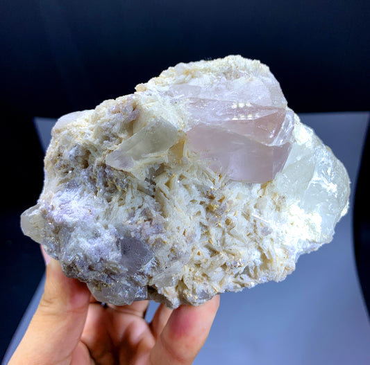 Pink Morganite with Quartz on Albite from Afghanistan - 697 gram