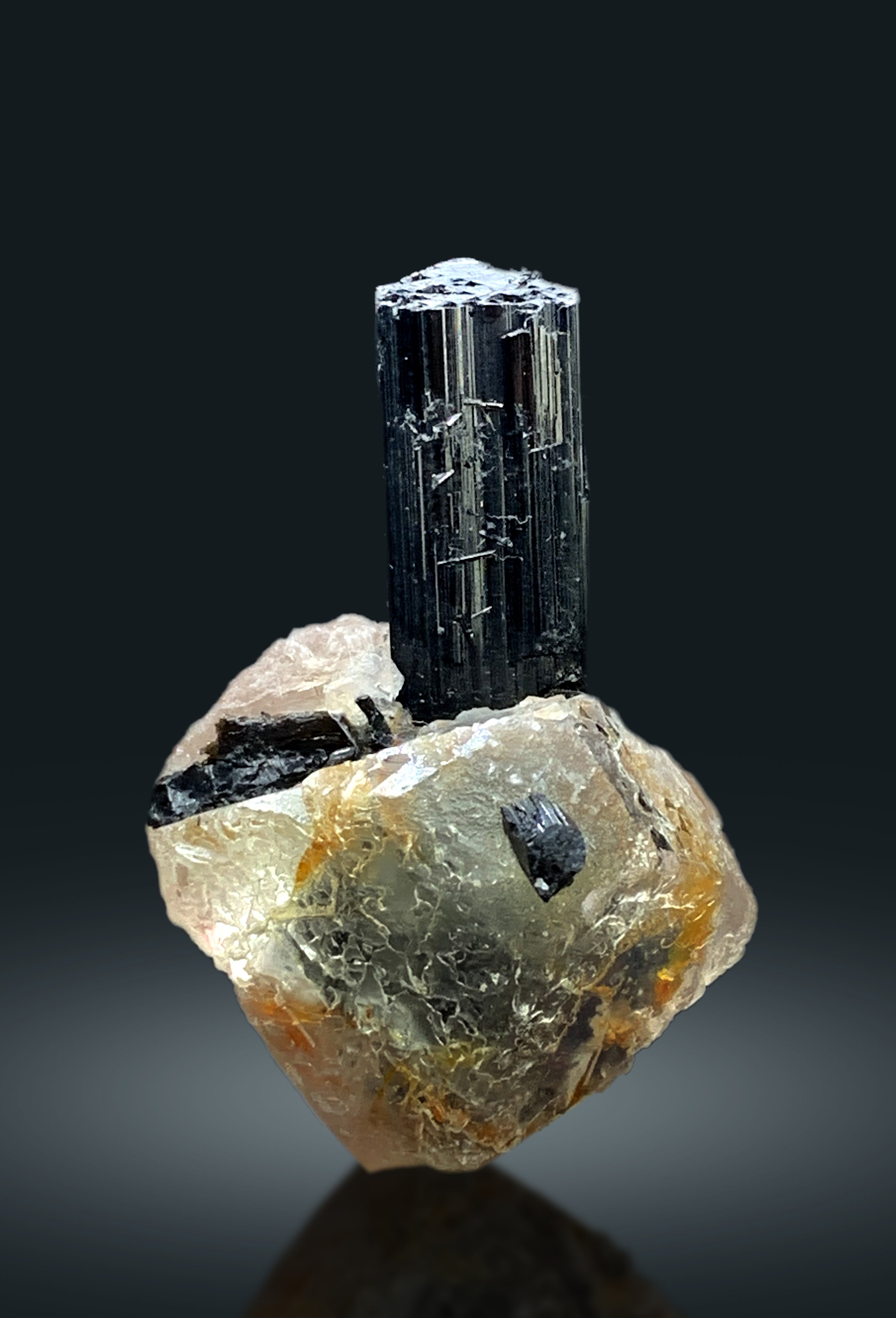 Natural Pink Fluorite on Schorl Tourmaline from Pakistan - 57 gram