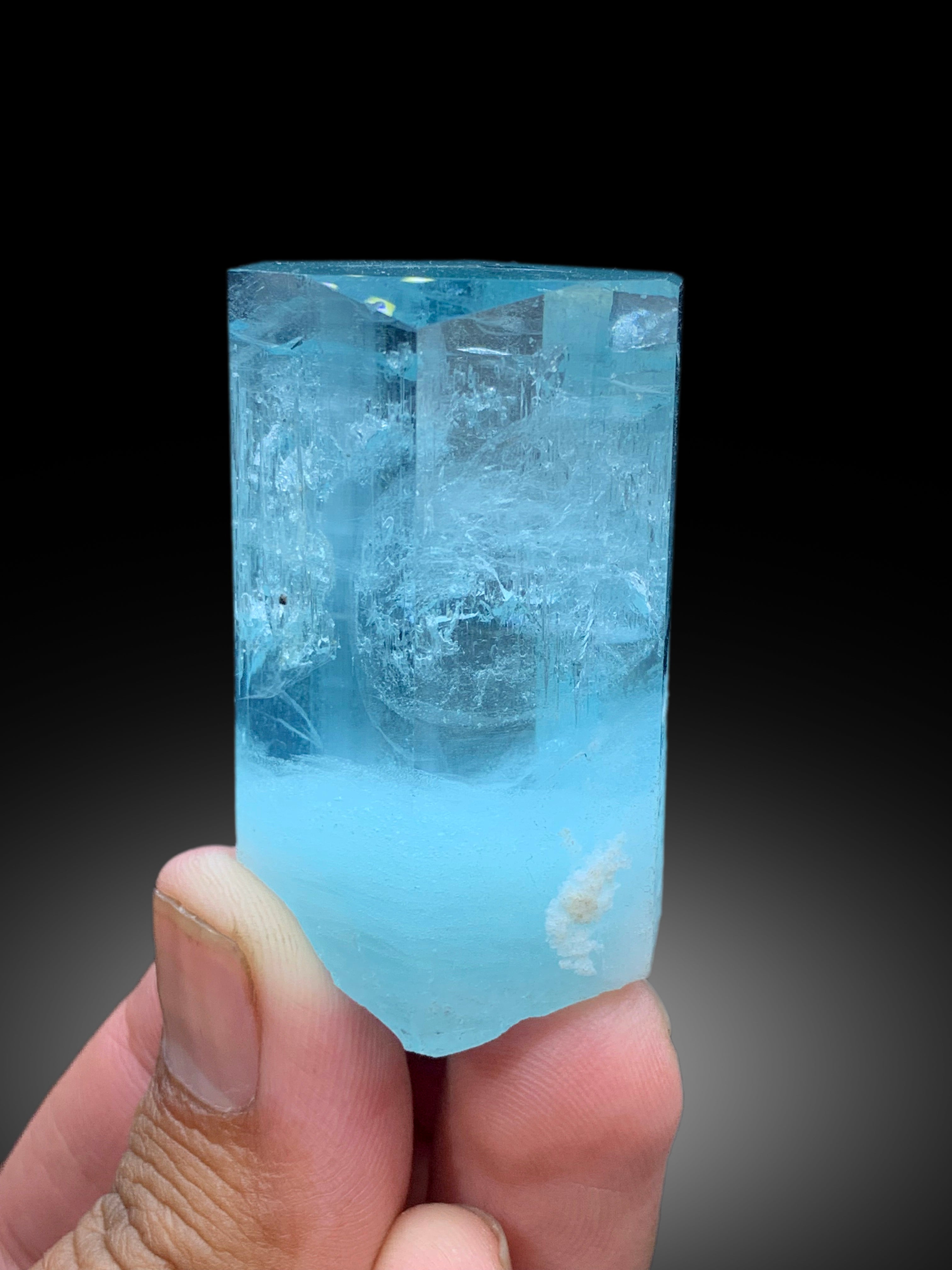 Diamond Cut Terminations Transparent Sky Blue Color Aquamarine Crystal from Shigar valley Skardu Pakistan - 75 gram