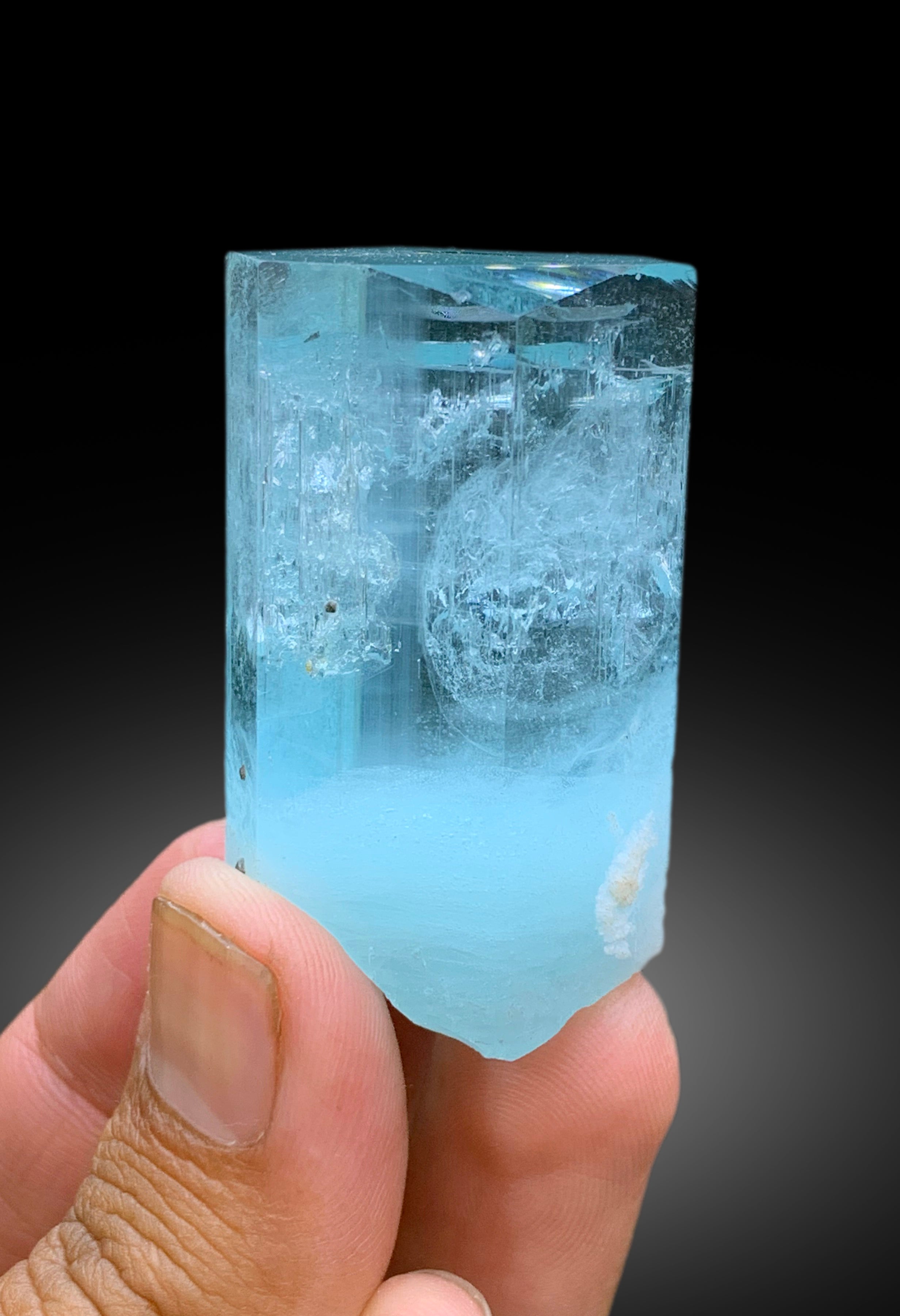 Diamond Cut Terminations Transparent Sky Blue Color Aquamarine Crystal from Shigar valley Skardu Pakistan - 75 gram