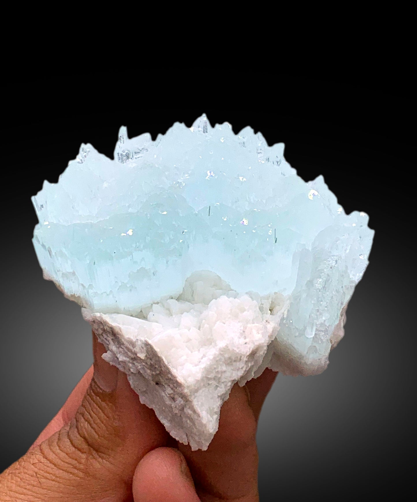 Bicolor Beryl, AquaMorganite with Feldspar, Morganite var Aquamarine with Etched Terminations - 196 gram