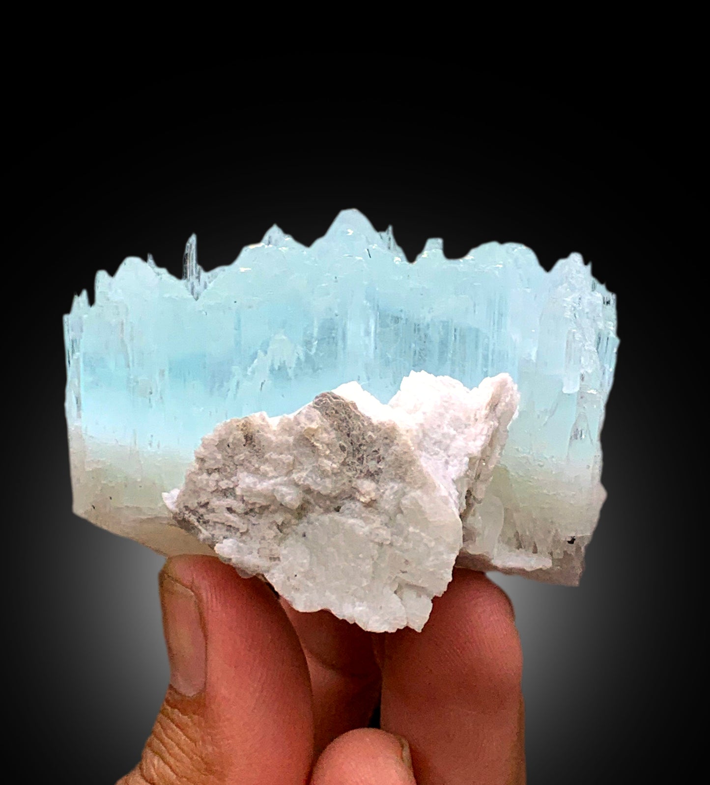 Bicolor Beryl, AquaMorganite with Feldspar, Morganite var Aquamarine with Etched Terminations - 196 gram