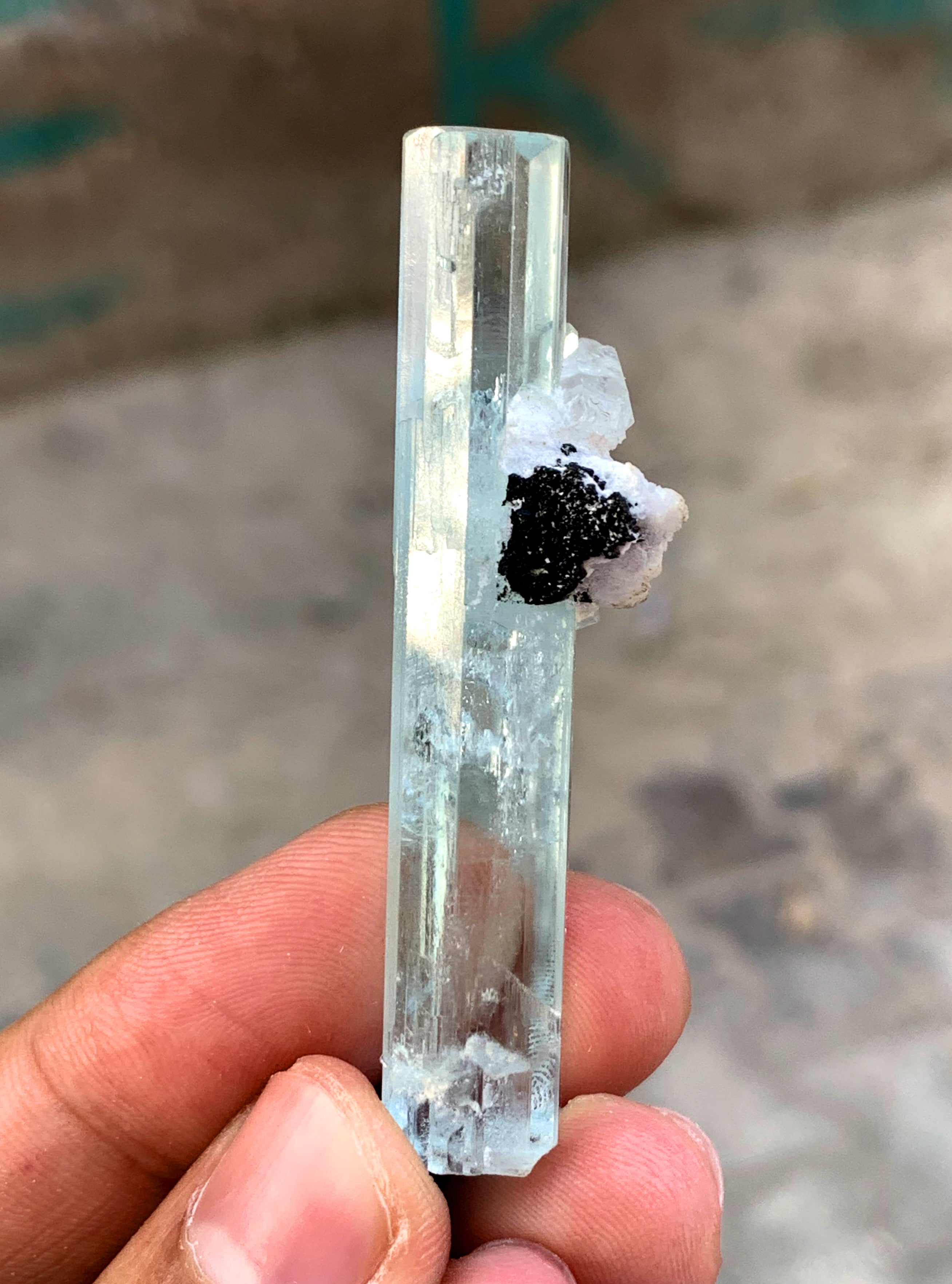Transparent Blue Aquamarine with Quartz from Shigar valley Pakistan - 17 gram