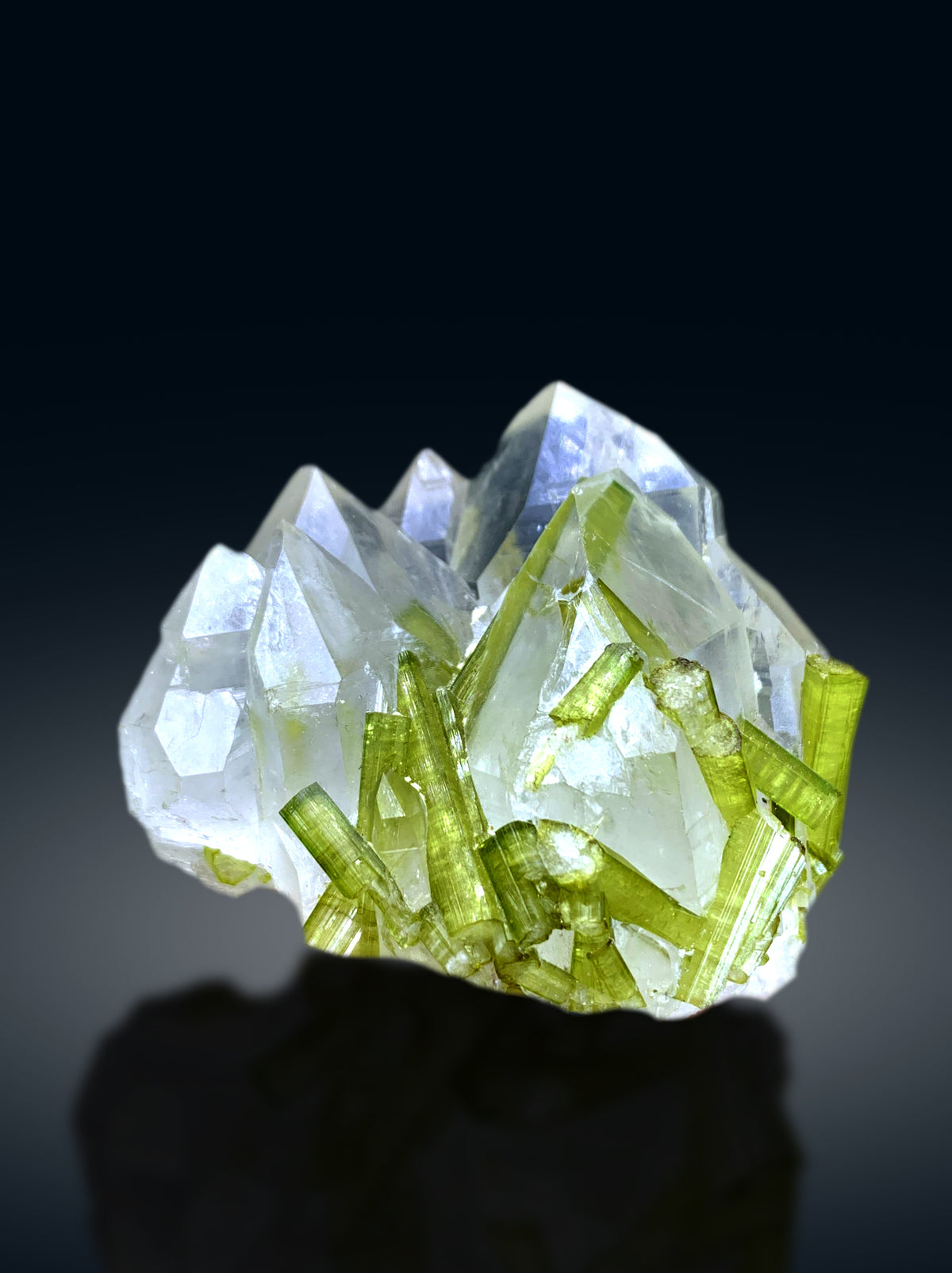 Lush Green Tourmaline Crystals on Quartz from Chapu Mine Skardu Pakistan - 163 gram