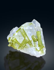 Lush Green Tourmaline Crystals on Quartz from Chapu Mine Skardu Pakistan - 163 gram