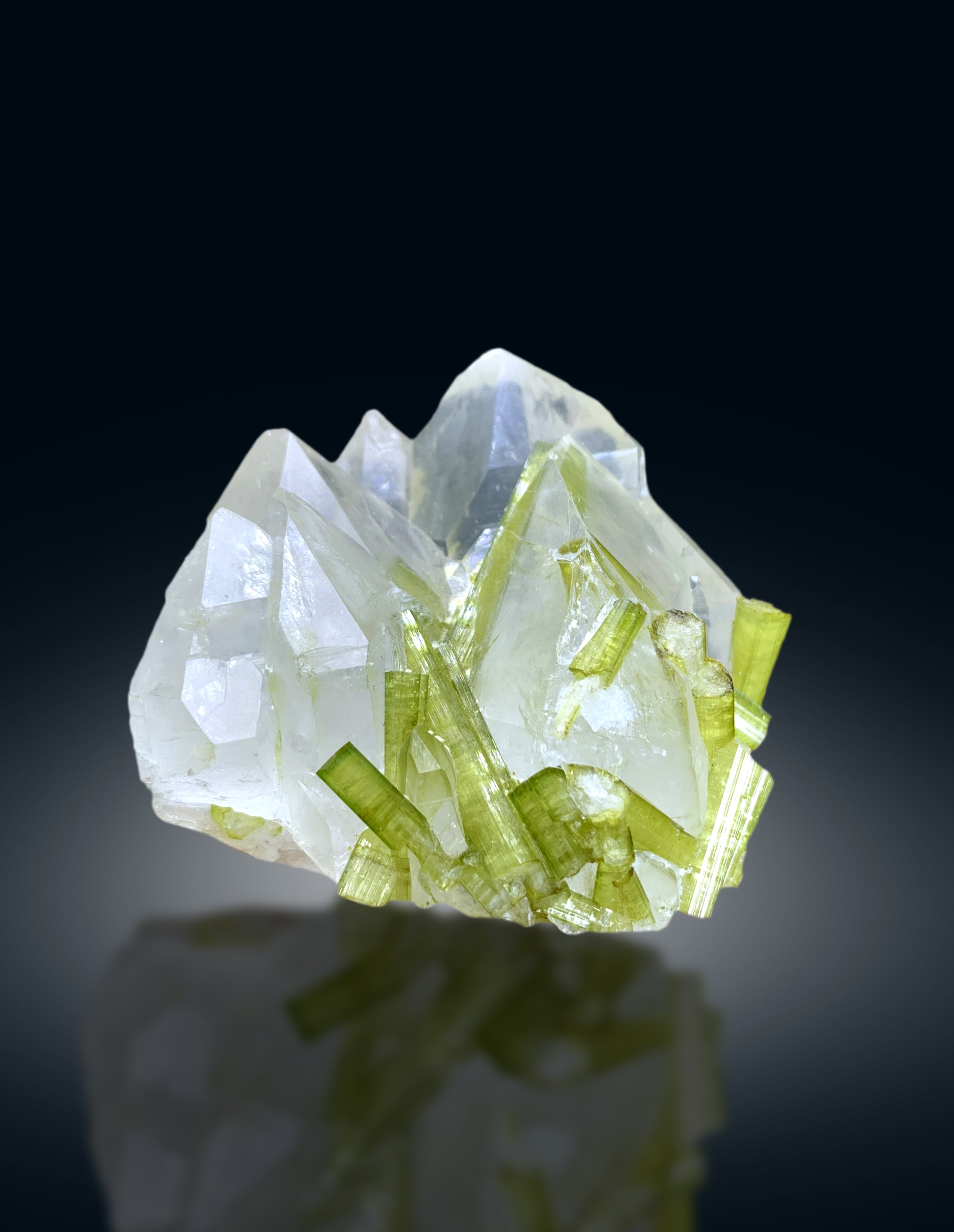 Lush Green Tourmaline Crystals on Quartz from Chapu Mine Skardu Pakistan - 163 gram