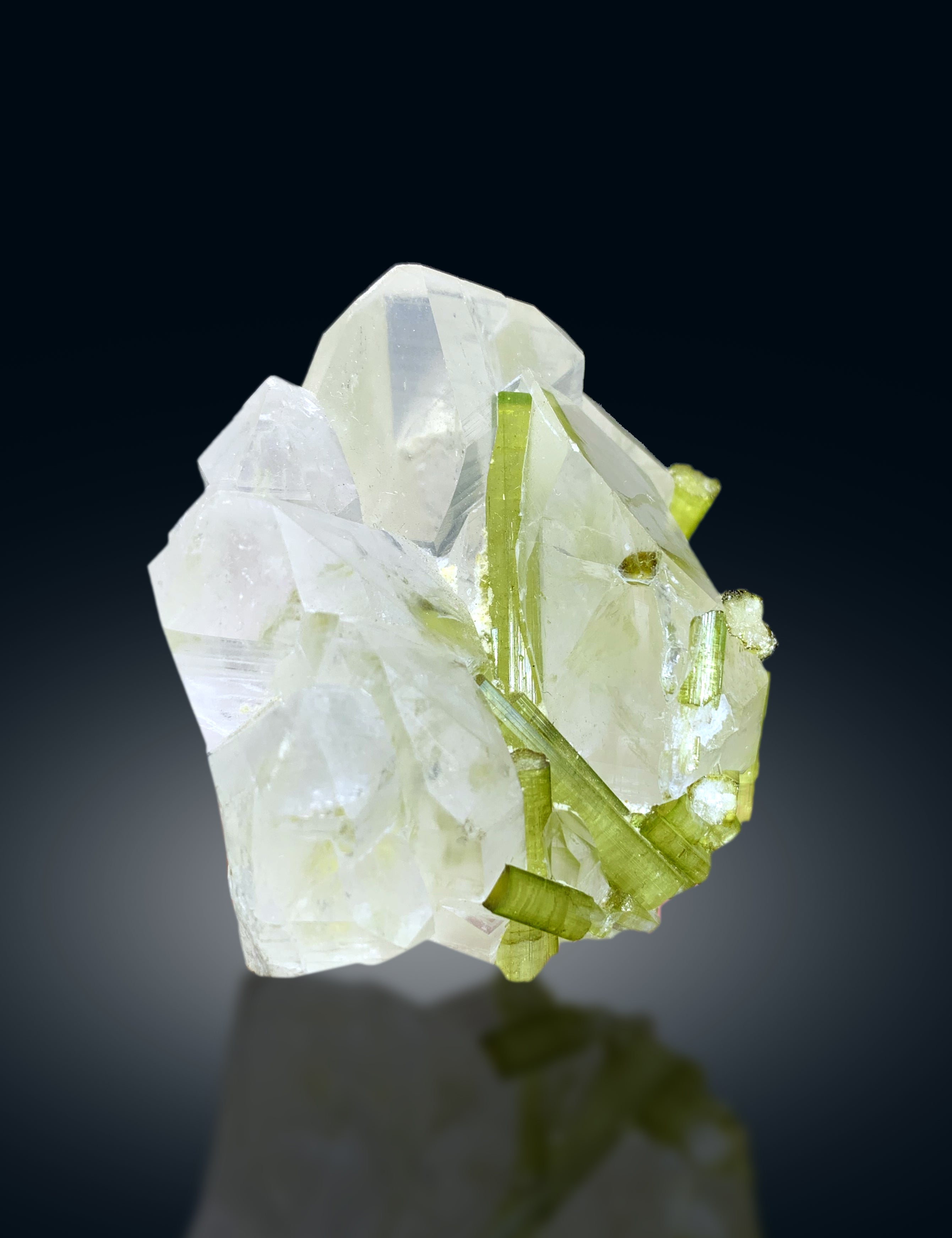 Lush Green Tourmaline Crystals on Quartz from Chapu Mine Skardu Pakistan - 163 gram