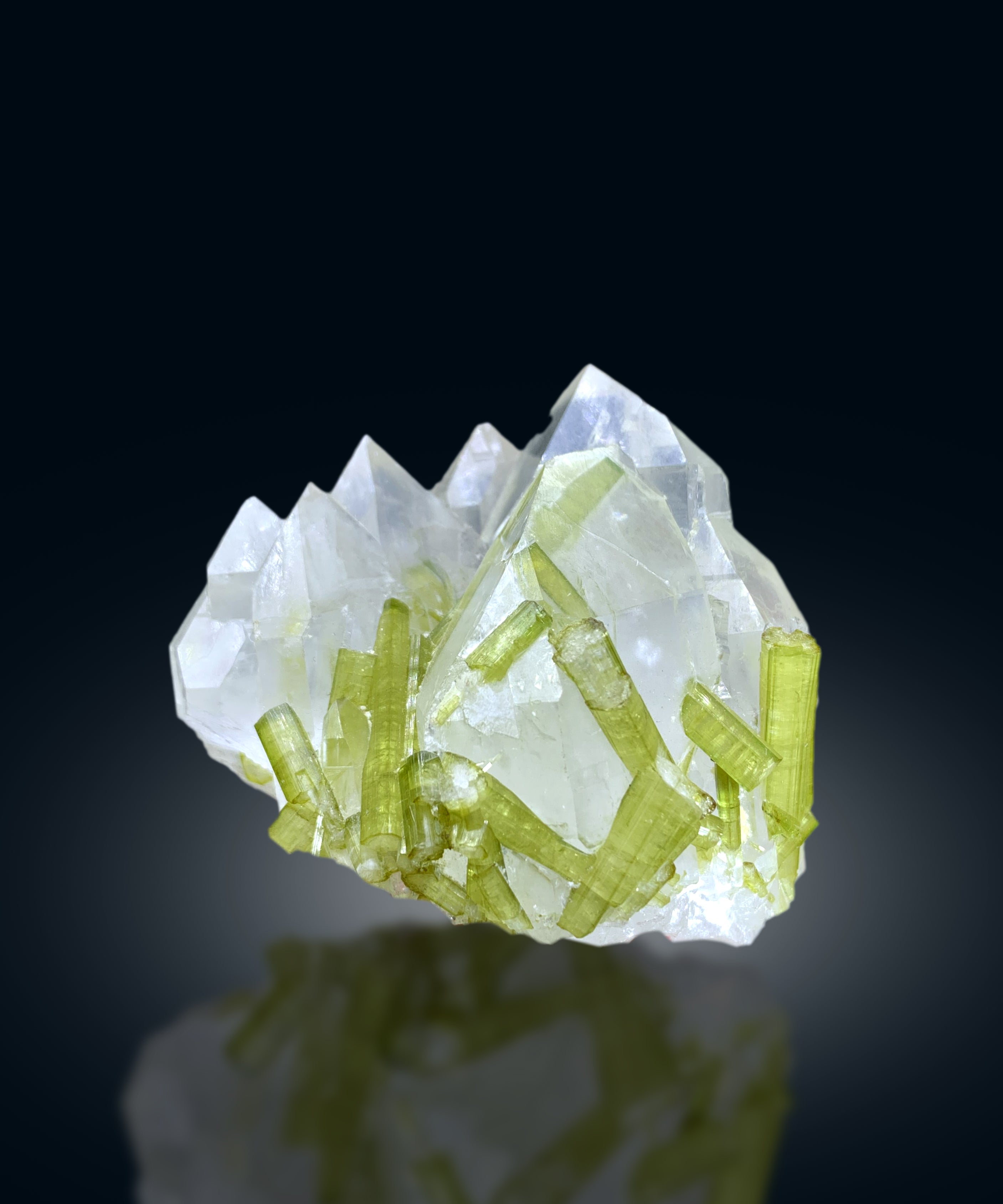 Lush Green Tourmaline Crystals on Quartz from Chapu Mine Skardu Pakistan - 163 gram