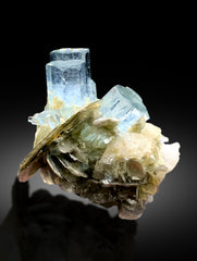 Transparent Sky Blue Color Aquamarine Twinned Crystals with Mica from Nagar Mine Skardu Pakistan - 46 gram