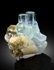 Transparent Sky Blue Color Aquamarine Twinned Crystals with Mica from Nagar Mine Skardu Pakistan - 46 gram