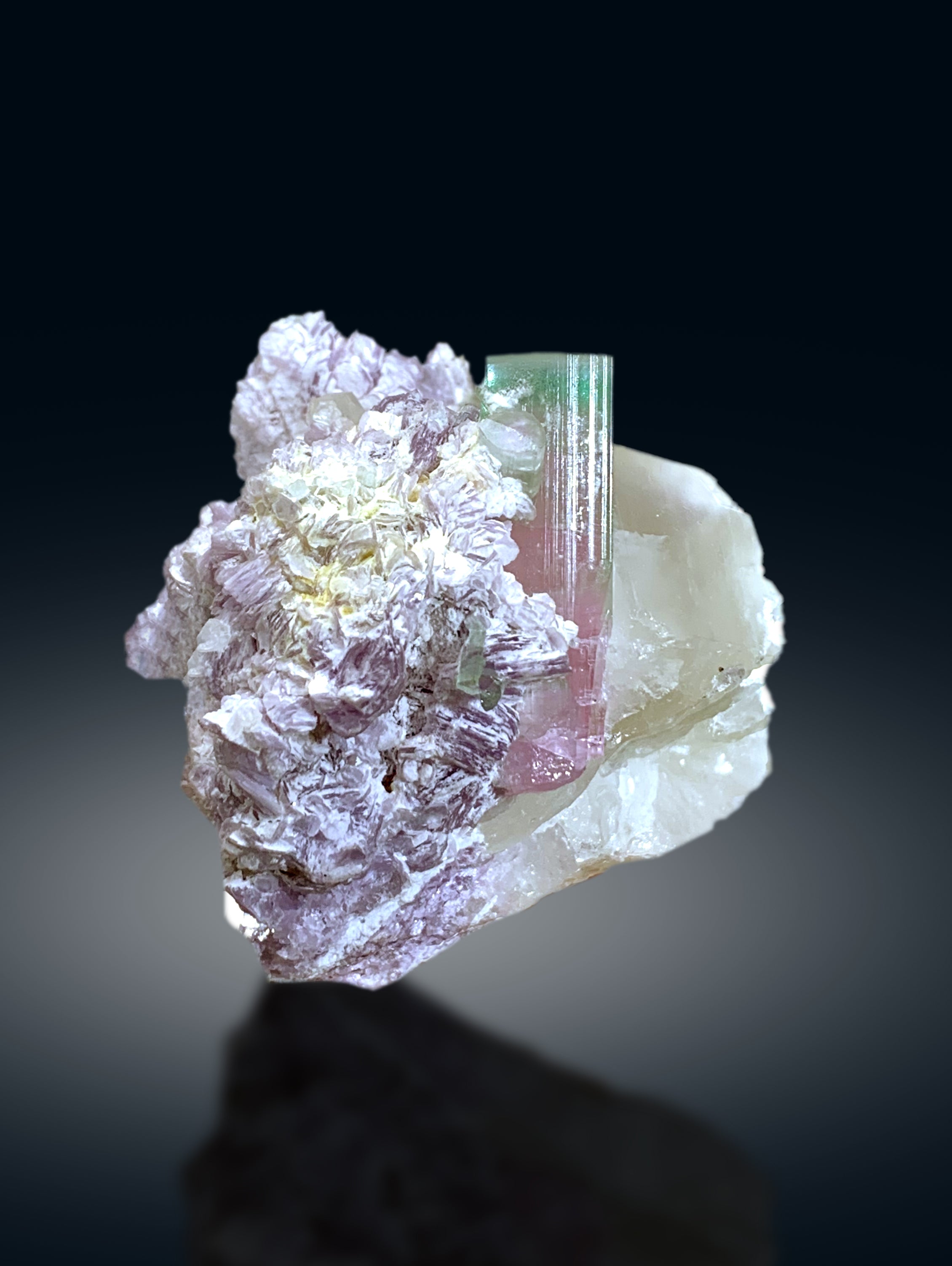 Bicolor Tourmaline Crystals with Quartz on Lepidolite from Afghanistan - 335 gram