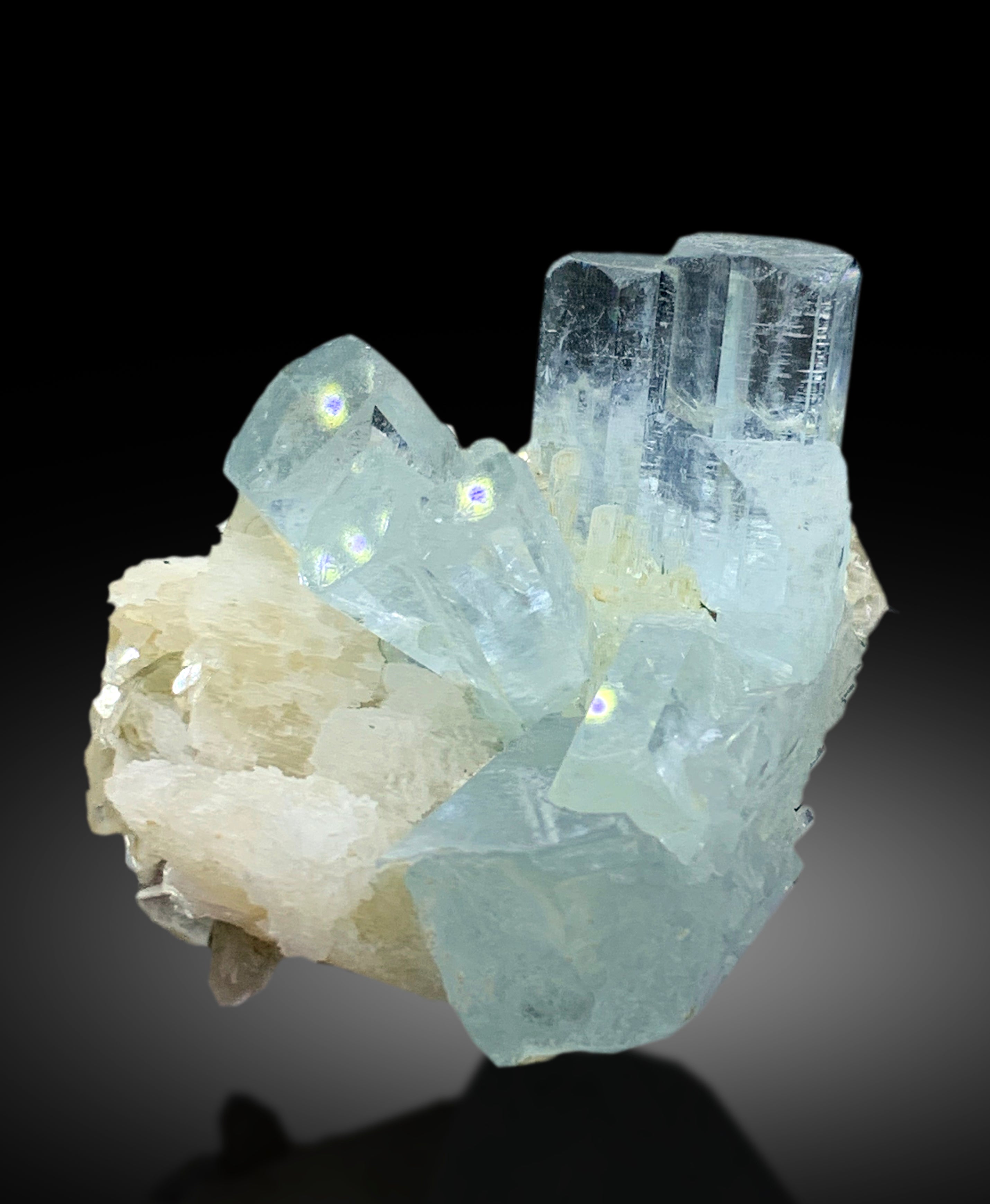 Transparent Sky Blue Color Aquamarine Twinned Crystals with Mica from Nagar Mine Skardu Pakistan - 46 gram