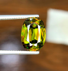 Top Quality Oval Cut Titanite Sphene Gemstone, Sphene Faceted Cut Stone, Loose Gemstone, Jewelry Making - 6.30 CT
