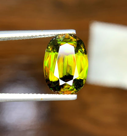 Top Quality Oval Cut Titanite Sphene Gemstone, Sphene Faceted Cut Stone, Loose Gemstone, Jewelry Making - 6.30 CT