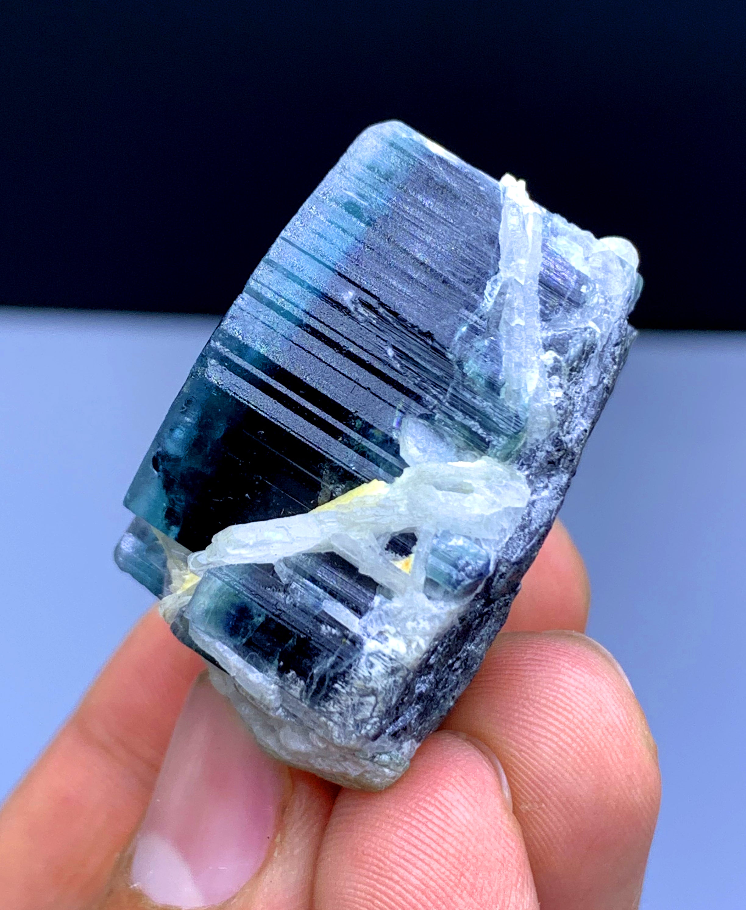 Blue Cap Tourmaline on Albite from Afghanistan - 218.70 carat