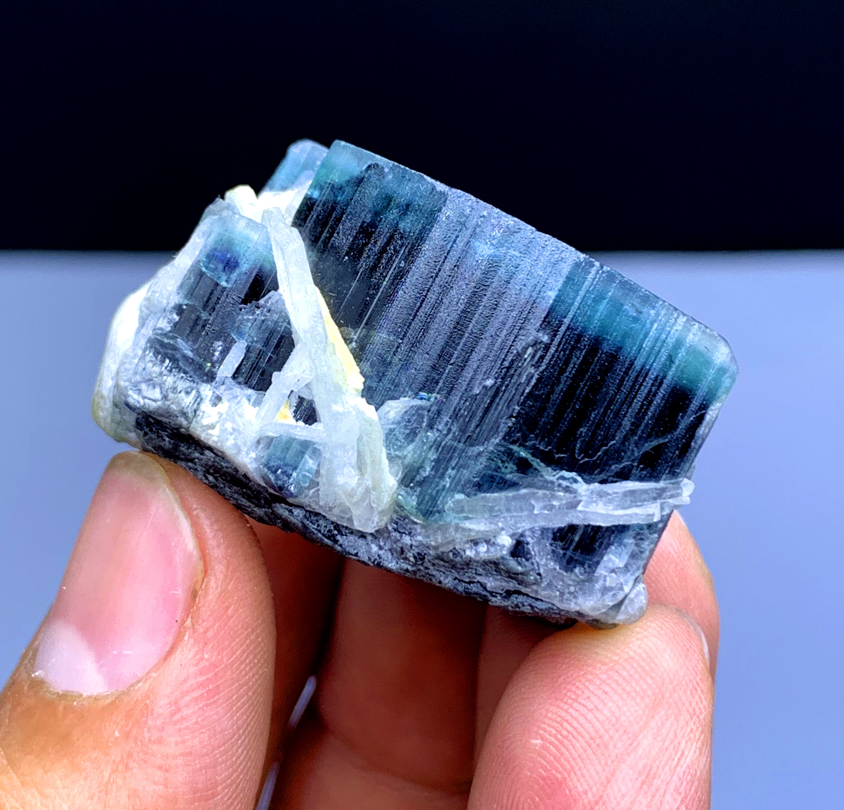 Blue Cap Tourmaline on Albite from Afghanistan - 218.70 carat