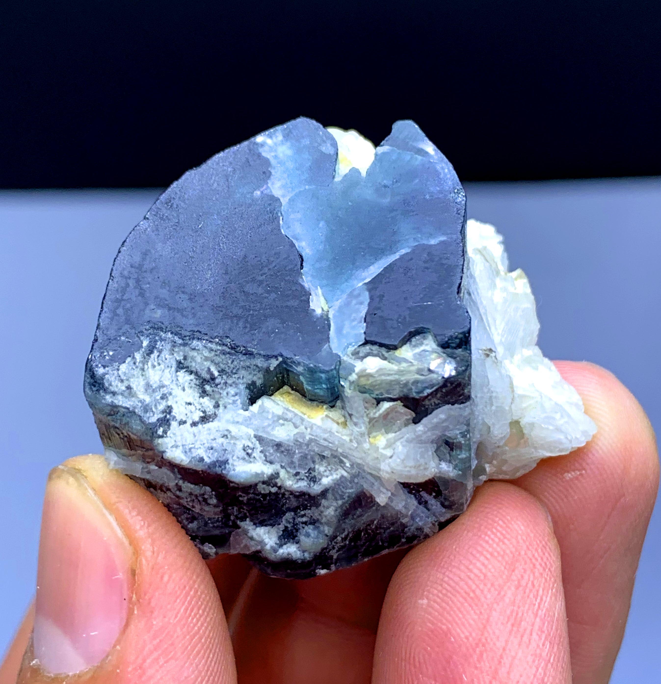 Blue Cap Tourmaline on Albite from Afghanistan - 218.70 carat