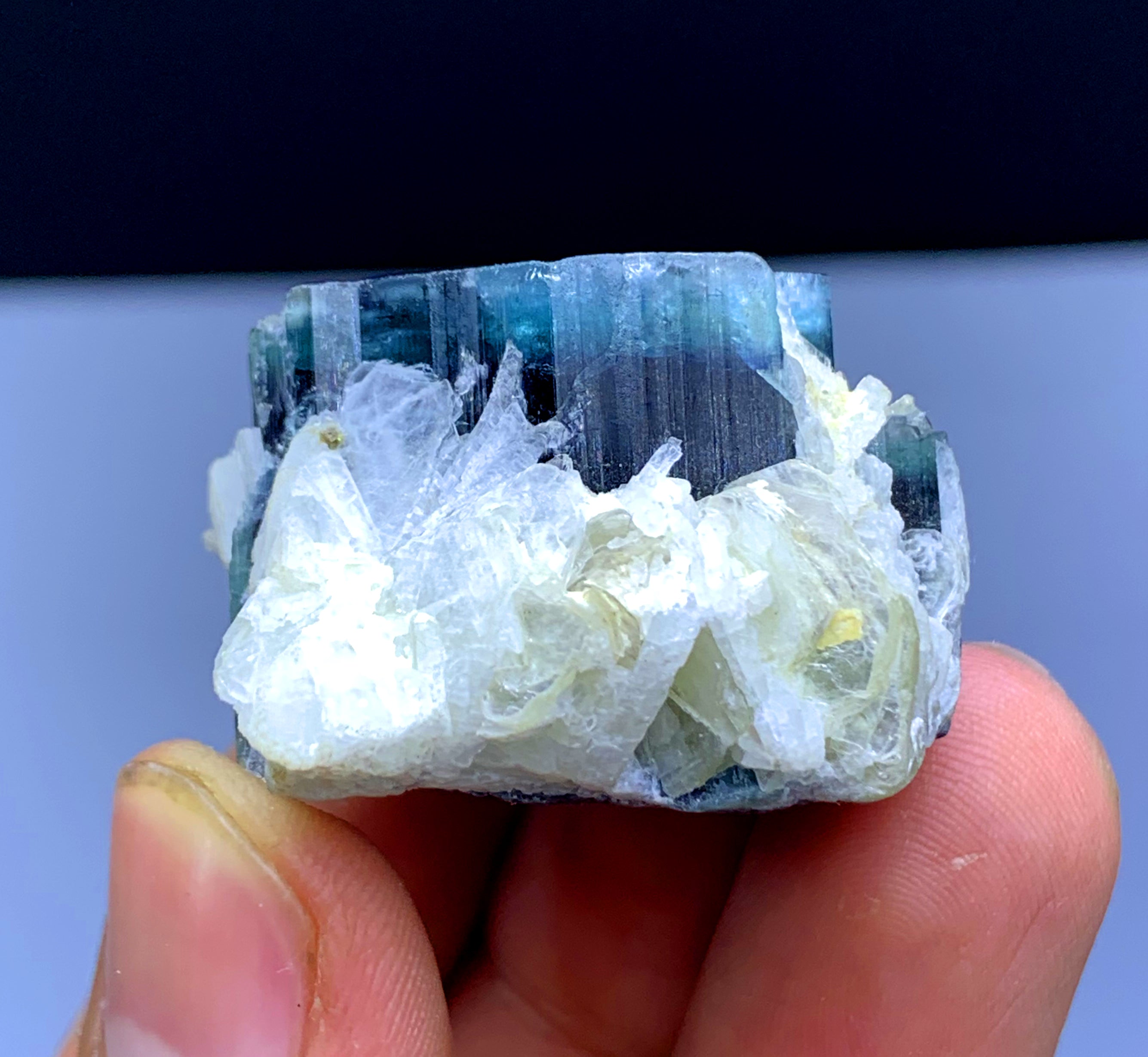 Blue Cap Tourmaline on Albite from Afghanistan - 218.70 carat