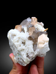 Natural Topaz Crystals with Smoky Quartz and Albite Specimen from Skardu Pakistan - 477 gram