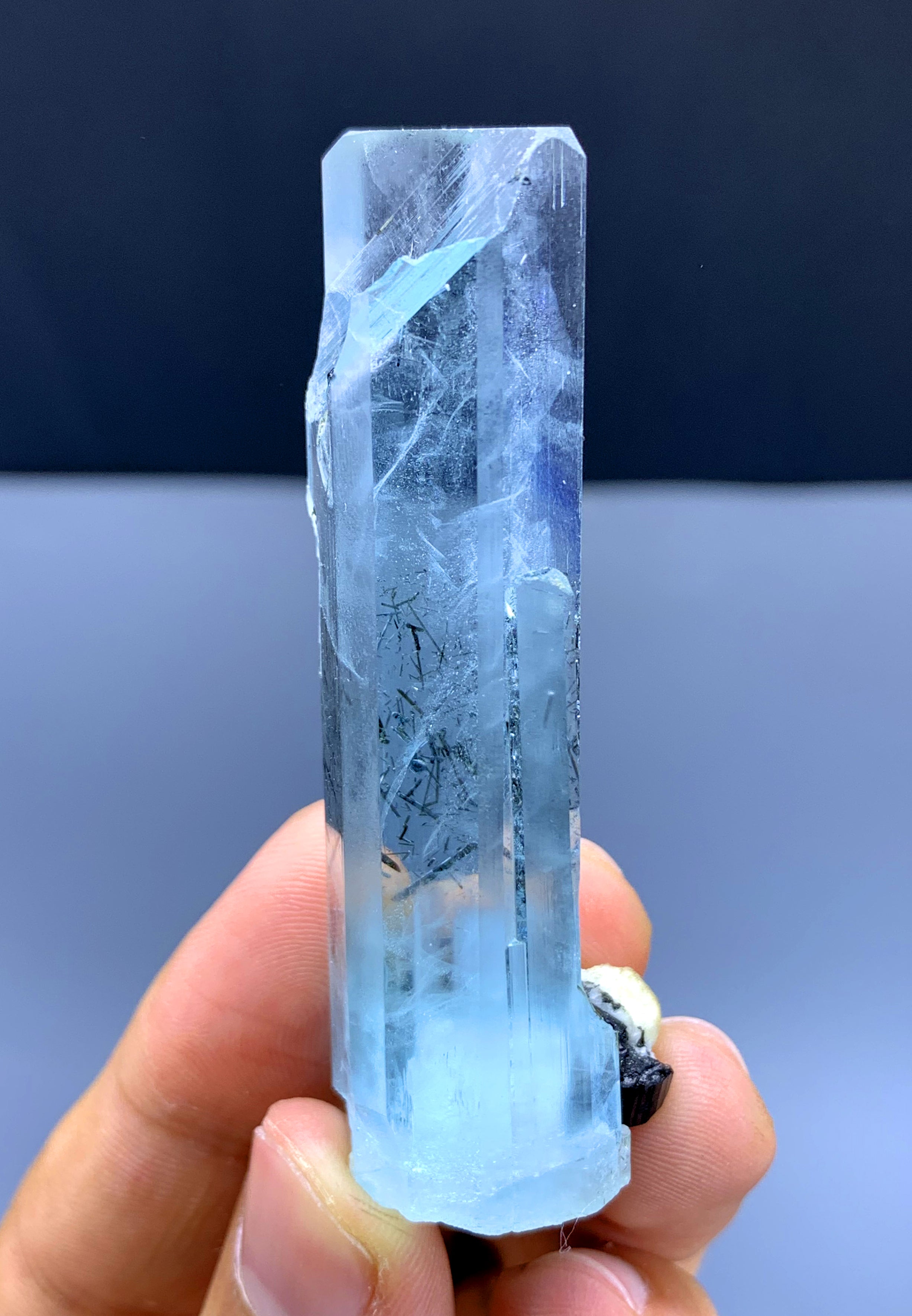 Gemmy Blue Aquamarine with Schorl Inclusions from Shigar valley Pakistan - 40 gram