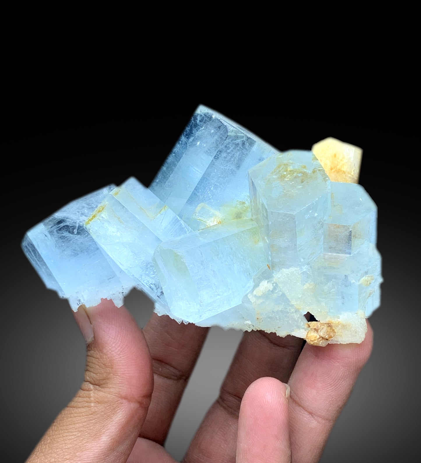 Blue Aquamarine crystals with Microcline Feldspar from Nagar Pakistan - 316 grams