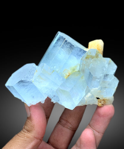 Blue Aquamarine crystals with Microcline Feldspar from Nagar Pakistan - 316 grams