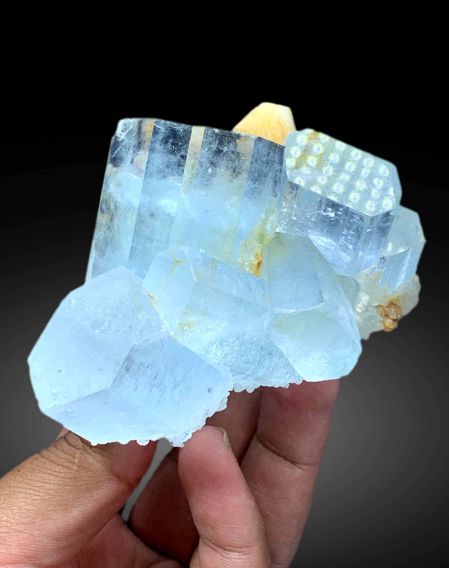 Blue Aquamarine crystals with Microcline Feldspar from Nagar Pakistan - 316 grams