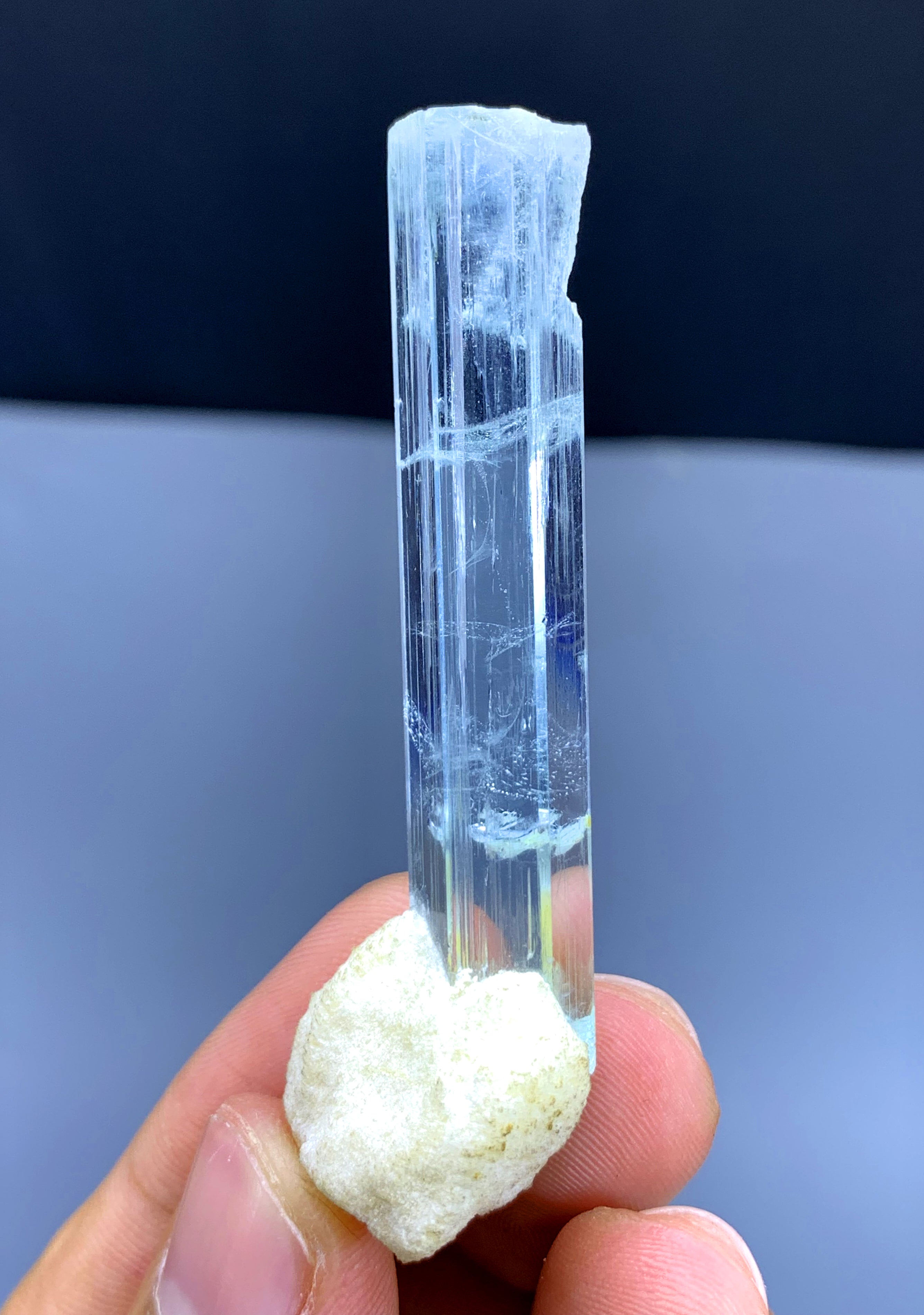 Gemmy Blue Aquamarine on Albite from Shigar valley Pakistan - 14 gram