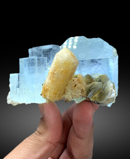 Blue Aquamarine crystals with Microcline Feldspar from Nagar Pakistan - 316 grams