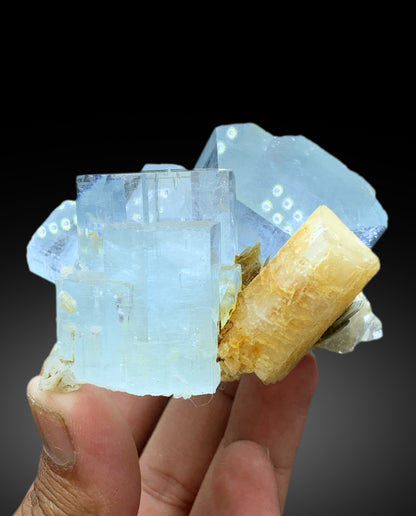 Blue Aquamarine crystals with Microcline Feldspar from Nagar Pakistan - 316 grams