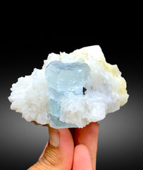 Sky Blue Aquamarine with Cassiterite, Albite and Feldspar, Aquamarine Crystal, Aquamarine Specimen from Shigar valley Skardu Pakistan, 322 g