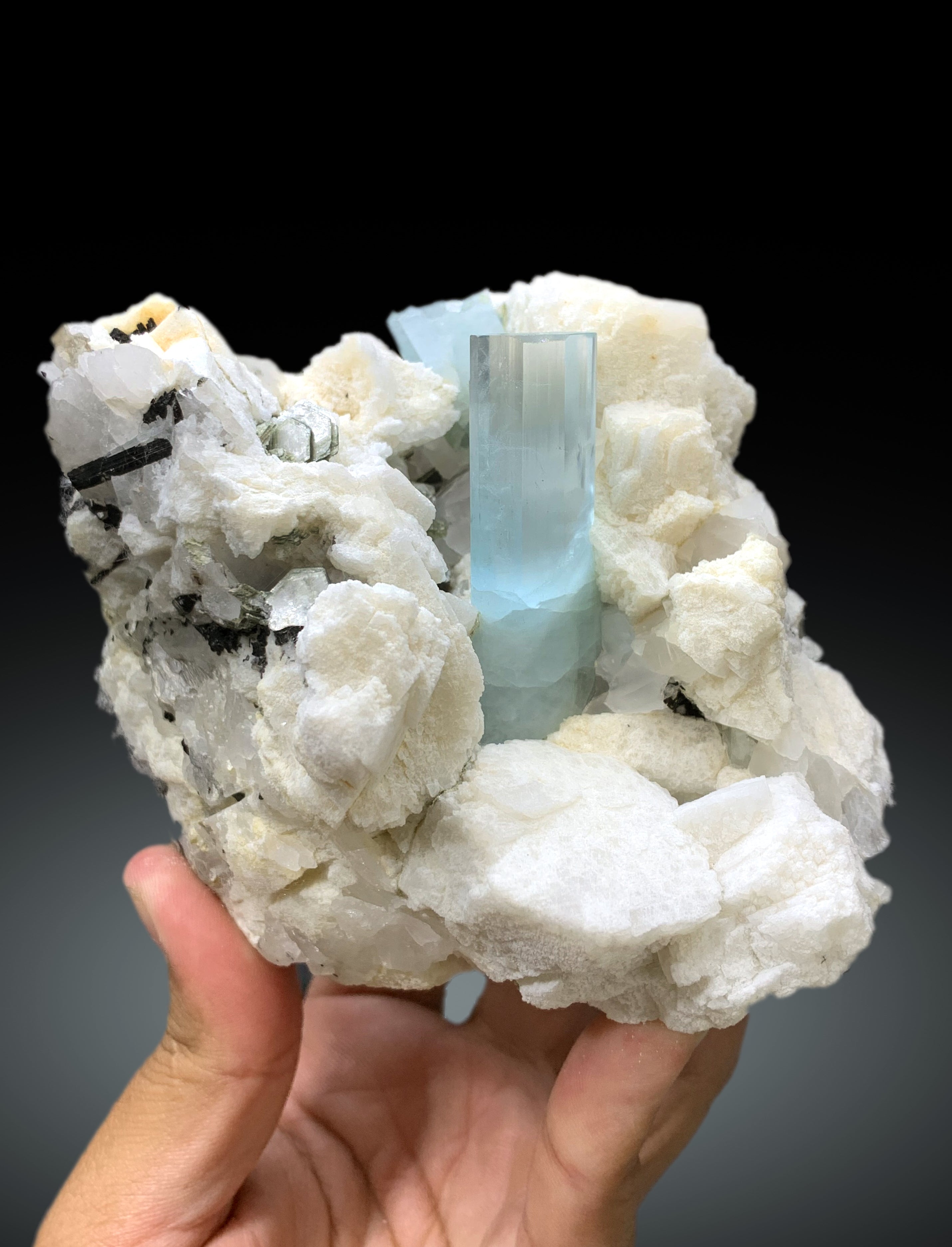 Terminated Blue Aquamarines With Mica Schorl and Feldspar Mineral Specimen From Shigar Valley Skardu Pakistan - 1069 gram