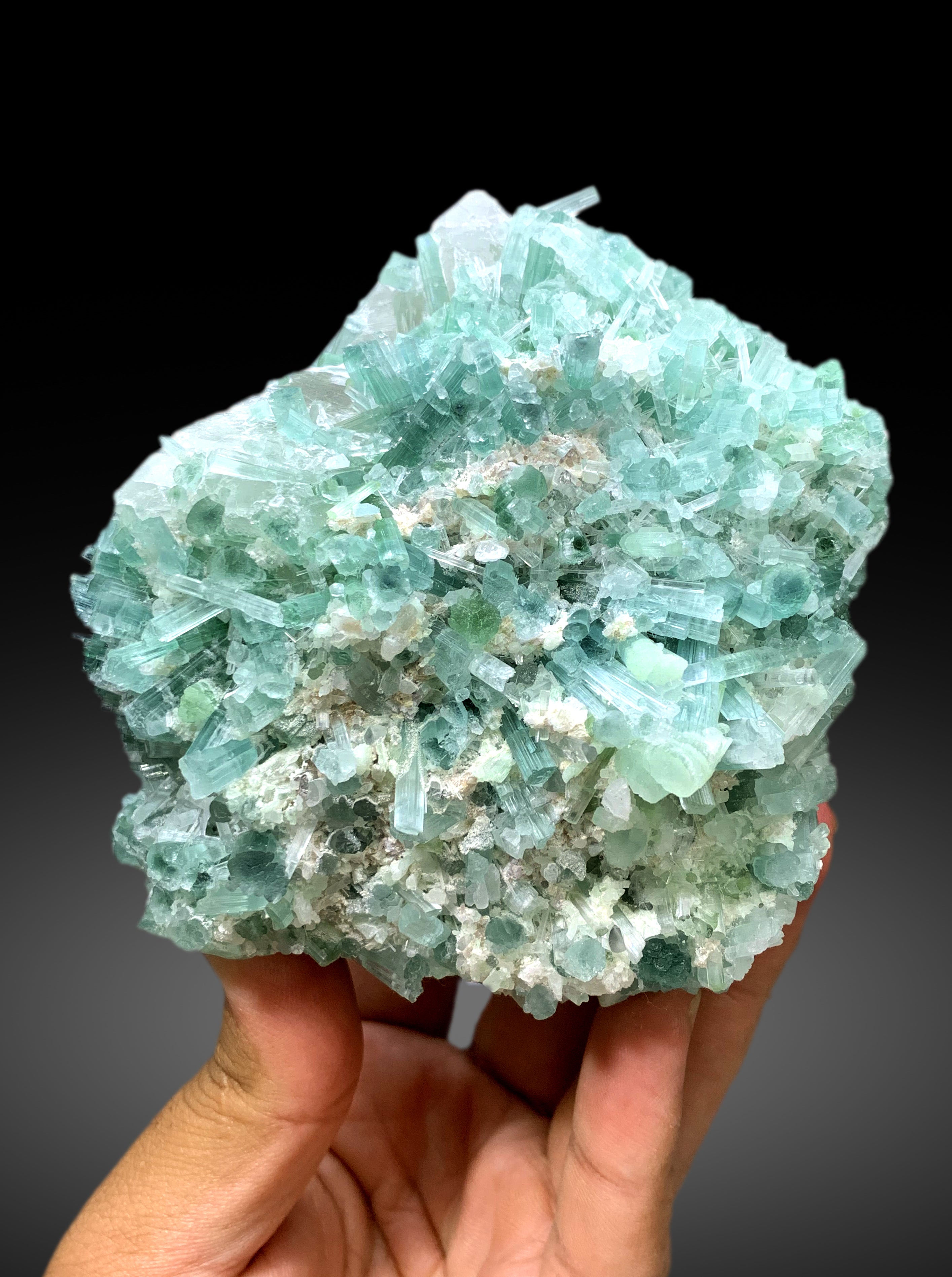 Paraiba Like Color Tourmaline Cluster with Quartz and Lepidolite Specimen from Afghanistan - 857 gram