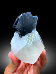 Natural Blue Cap Tourmaline Crystal with Quartz from Paprok Afghanistan - 477 gram