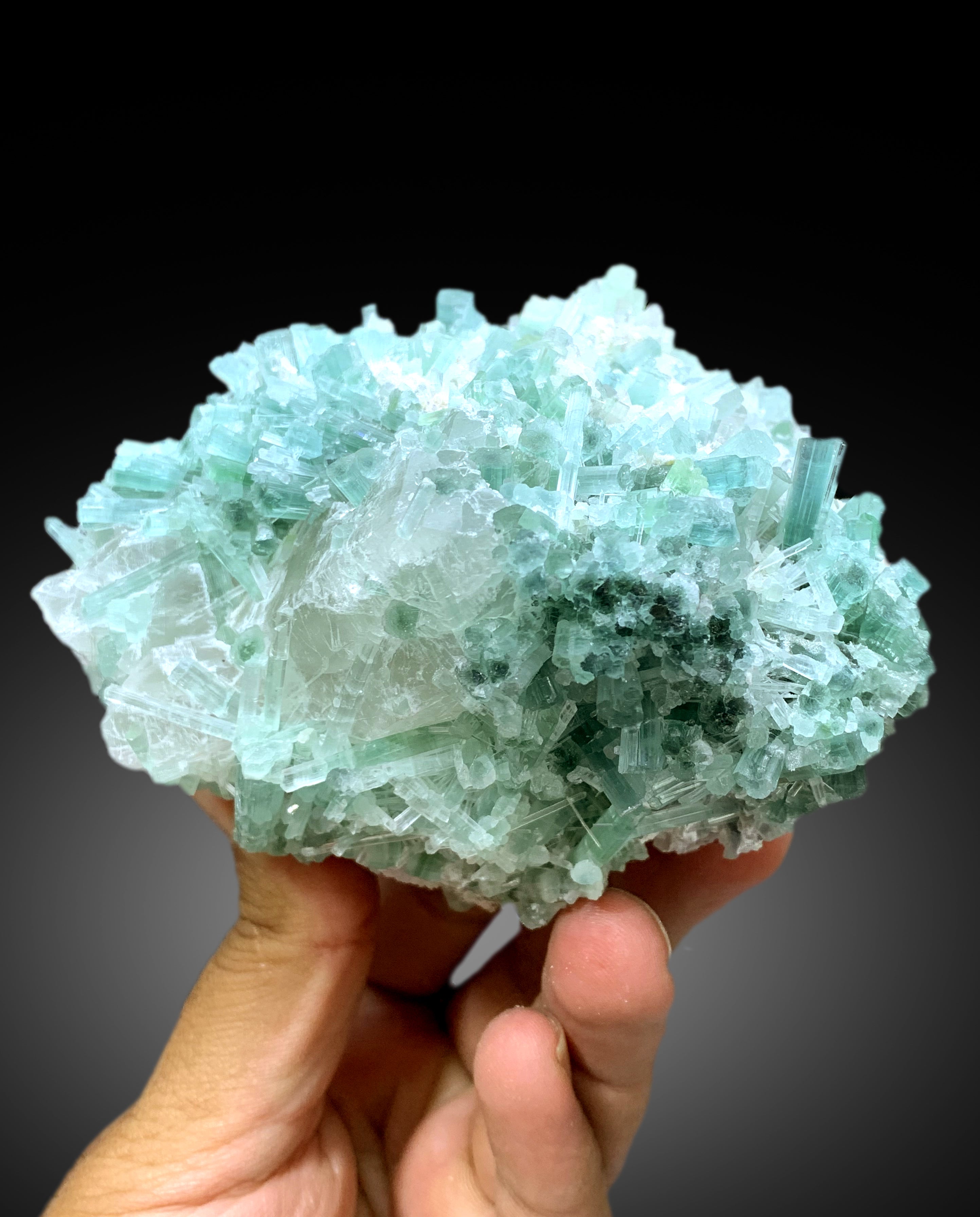 Paraiba Like Color Tourmaline Cluster with Quartz and Lepidolite Specimen from Afghanistan - 857 gram