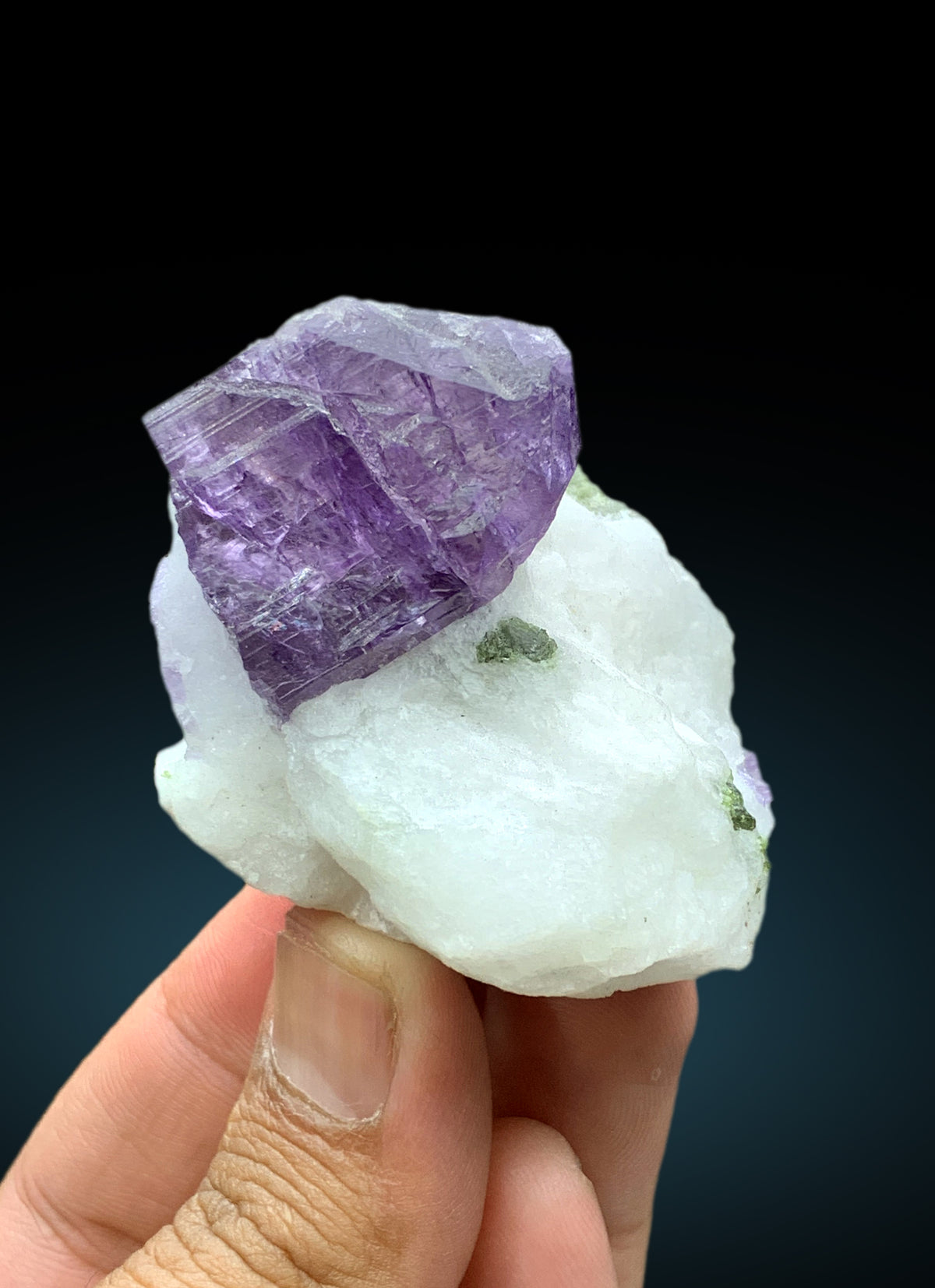 Rich Purple Color Scapolite Crystal on Marble Matrix, Scapolite Specimen from Badakhshan Afghanistan - 113 gram